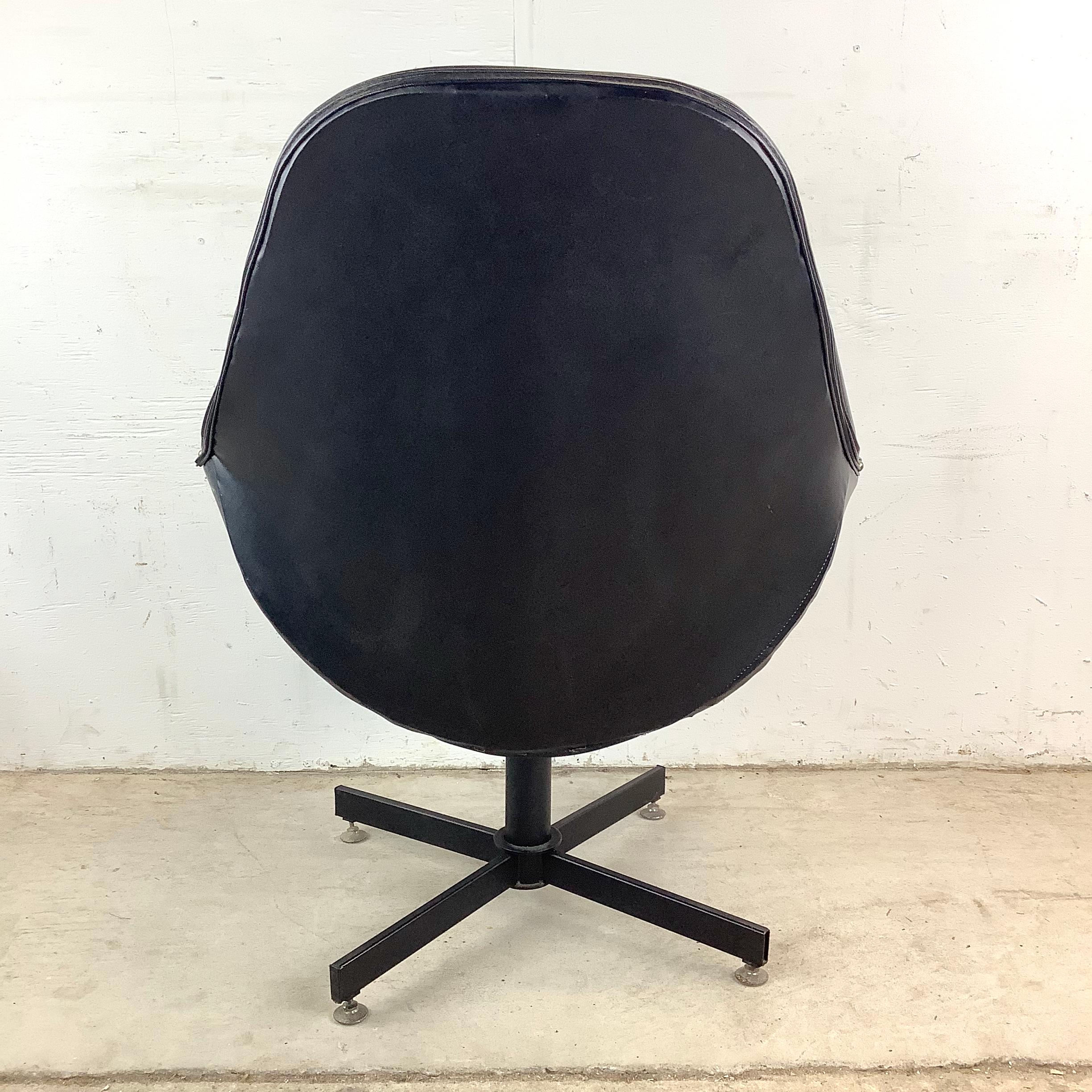 Metal Mid-Century Swivel Lounge Chair For Sale