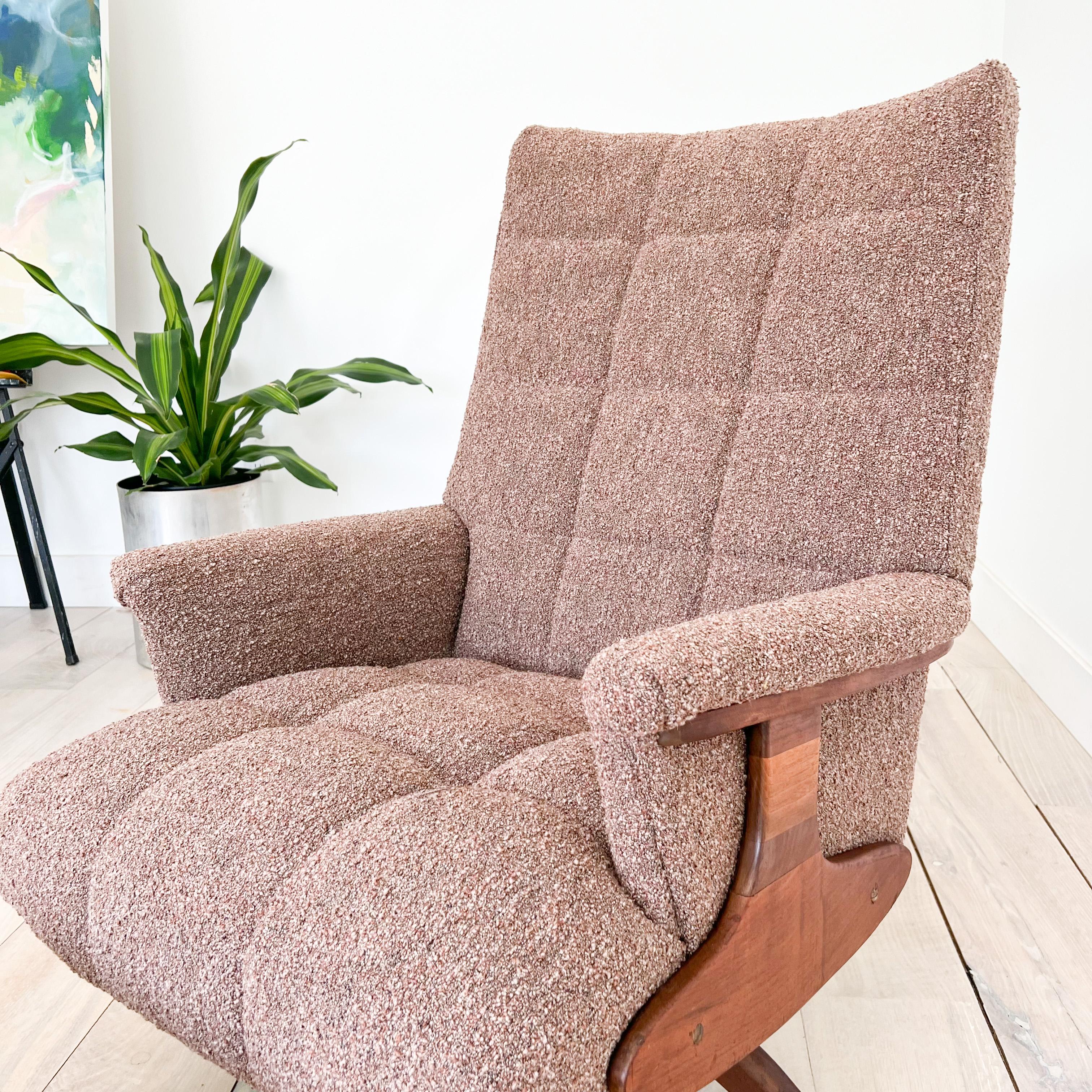Midcentury Swivel Lounge Chair with Ottoman, New Nubby Upholstery 3
