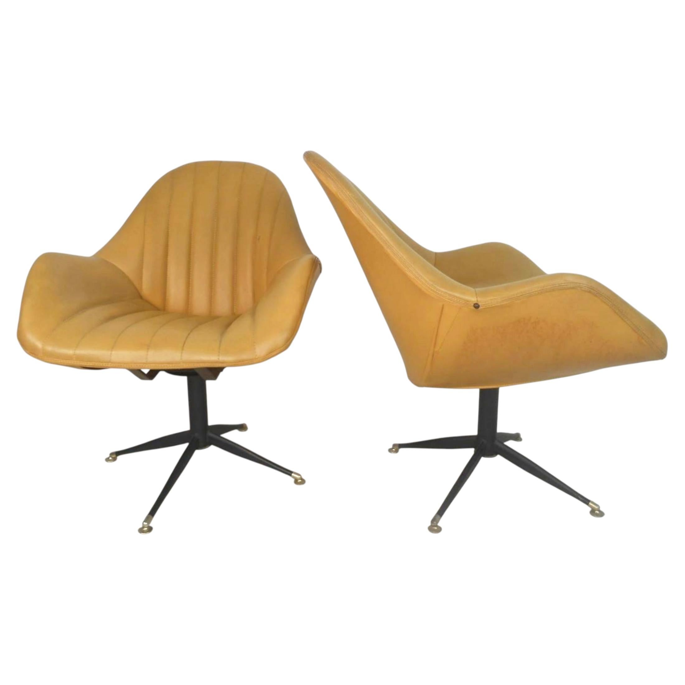 Sillas de salón giratorias de mediados de siglo de France & Sons
