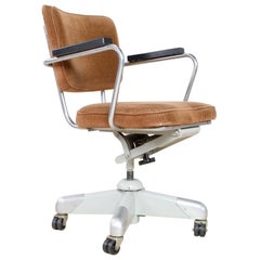 Midcentury Swivel Office Chair 358 in Oker by Hoffmann for Gispen, 1953