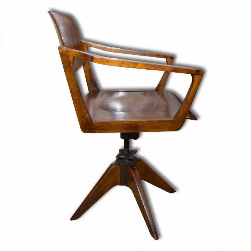 Mid-Century Modern Mid Century Swivel Writing Desk Chair by Ton, 1960s, Czechoslovakia