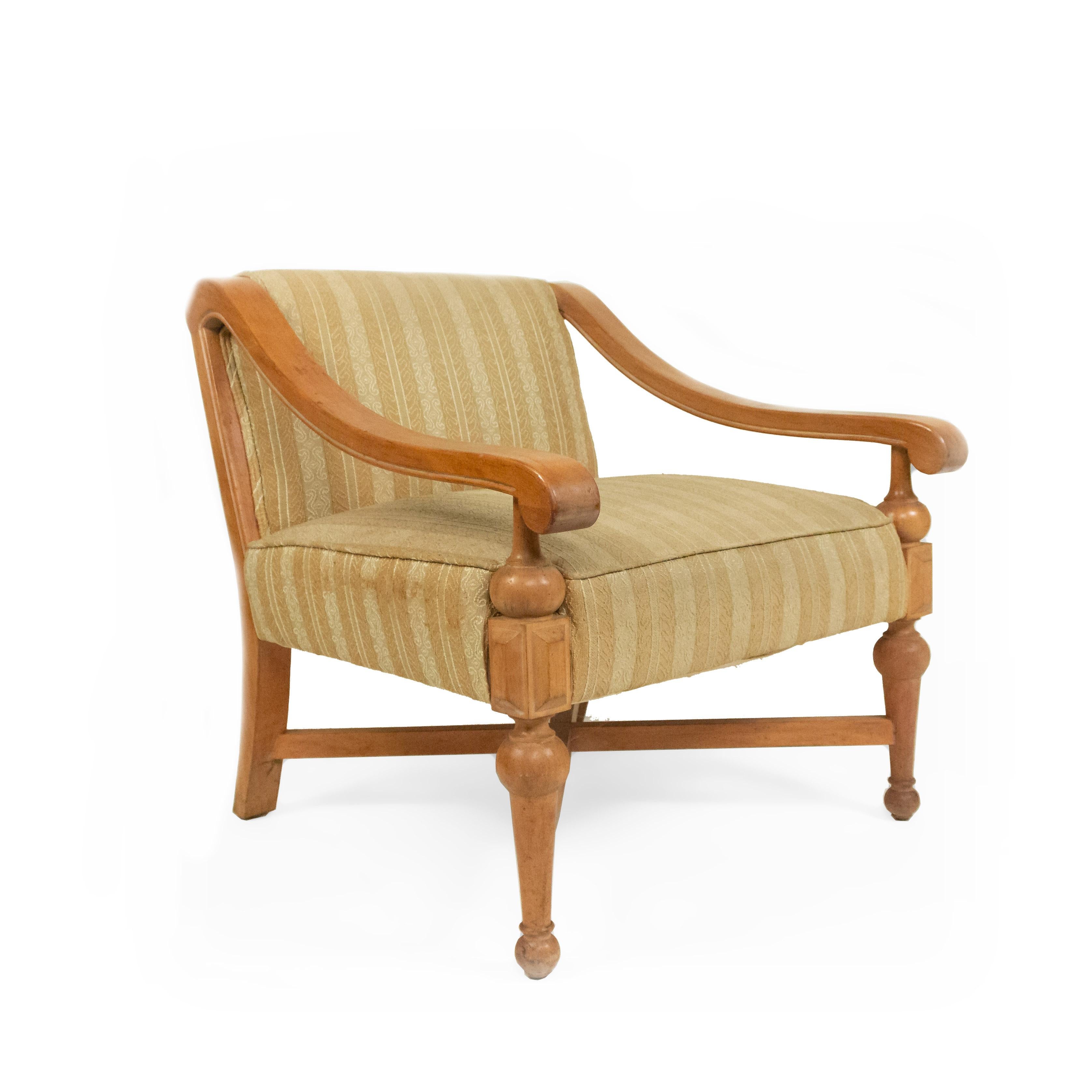 Mid-Century Modern Midcentury Sycamore Upholstered Armchairs For Sale