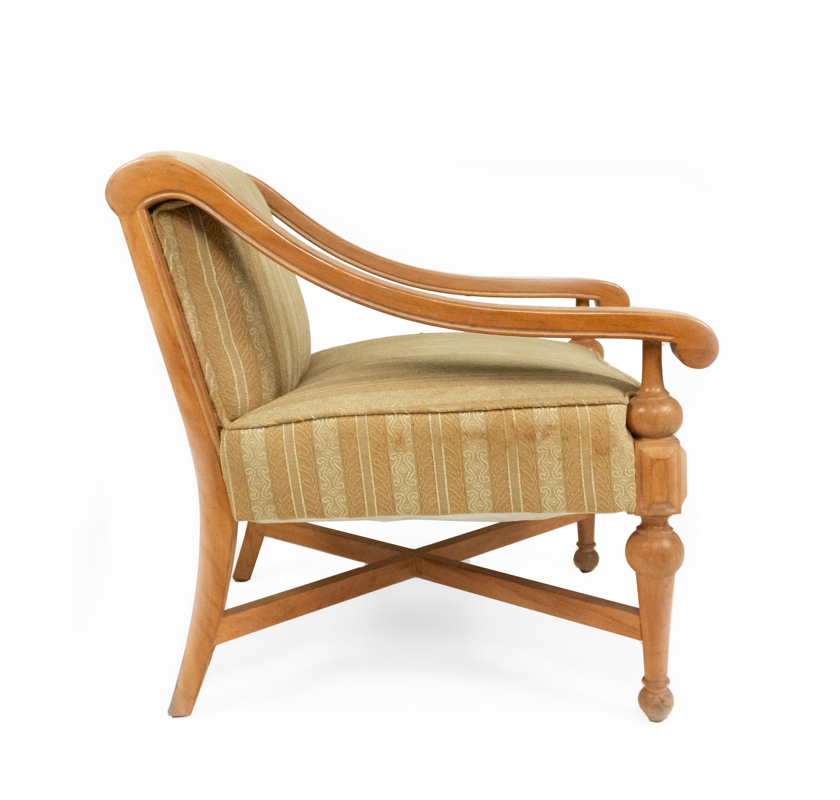 American Midcentury Sycamore Upholstered Armchairs For Sale
