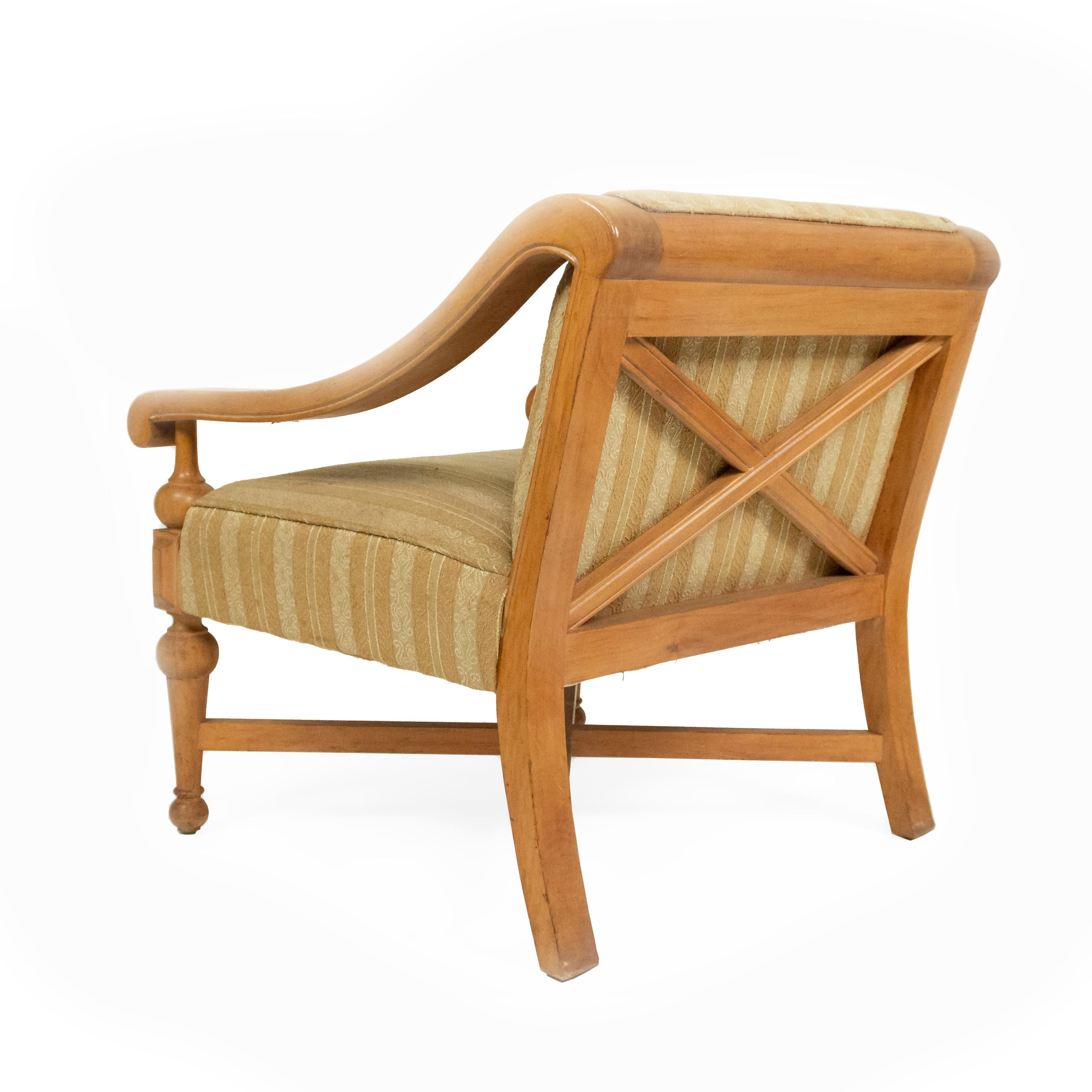 Fabric Midcentury Sycamore Upholstered Armchairs For Sale