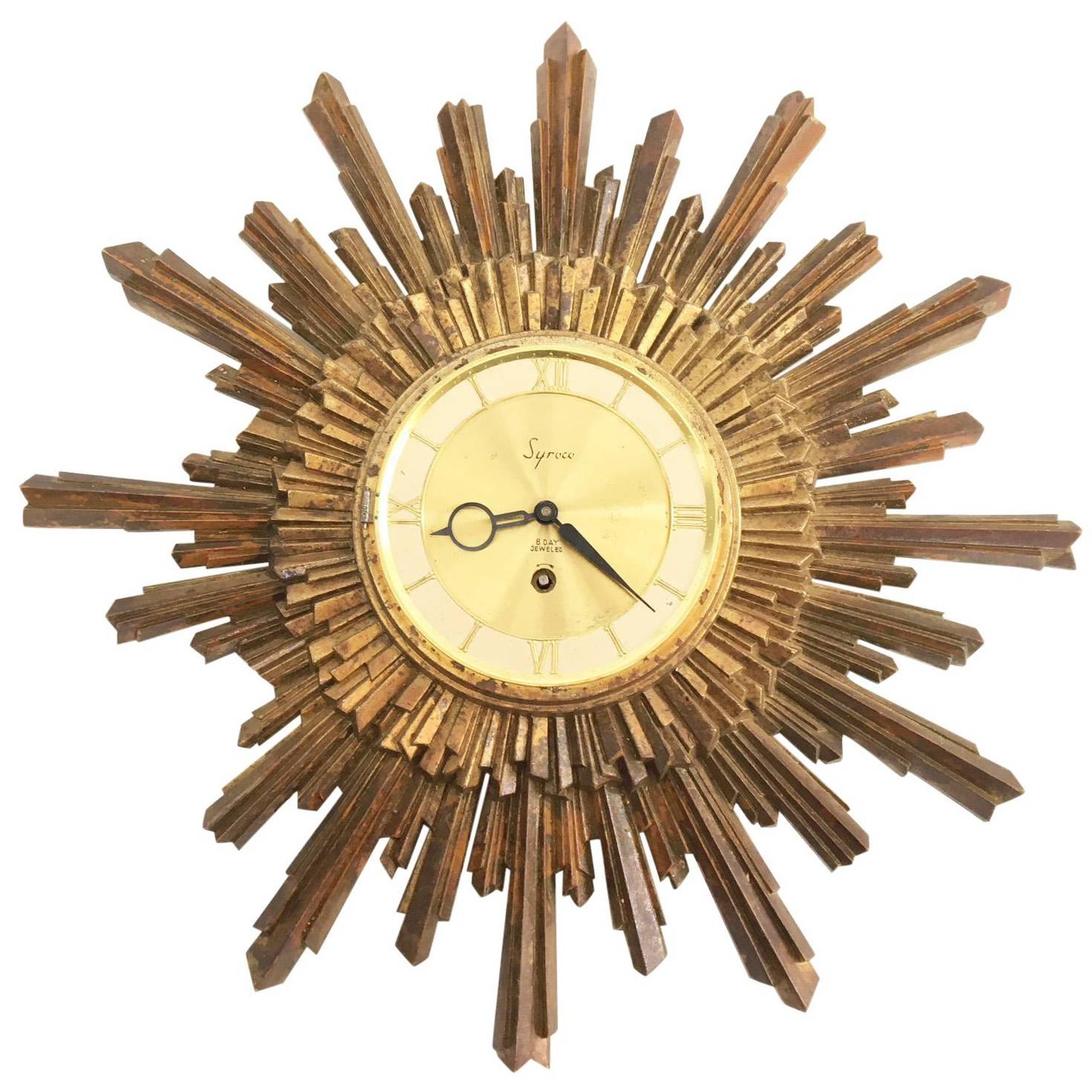 Midcentury Modern Starburst Clock Contemporary Sunburst Abstract Wood Wall Decor 