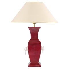 Mid-Century T. Barbi Red Glazed Ceramic and Glass Table Lamp Italy, 70s