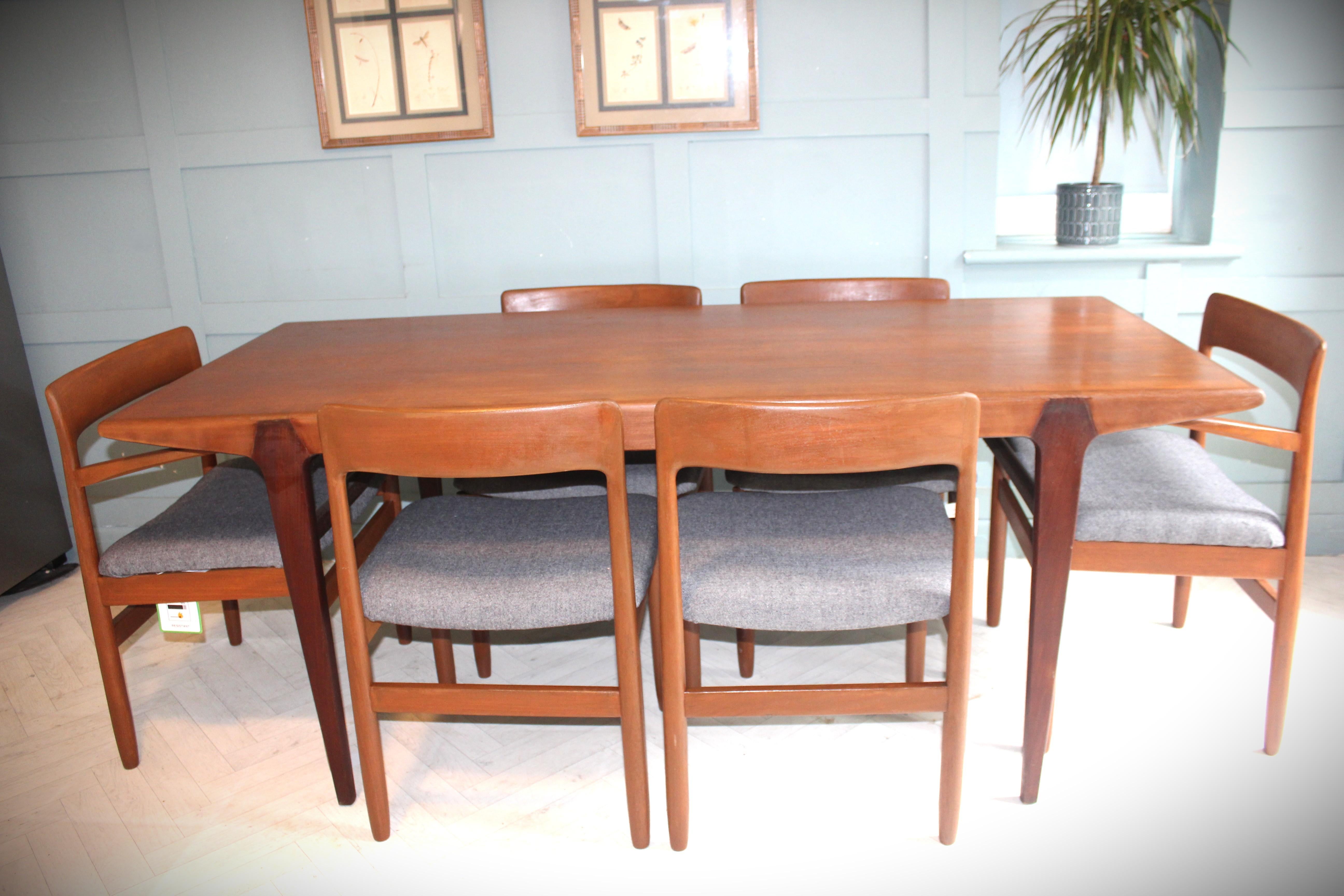 Unglazed Mid Century Teak Dining Set For Sale