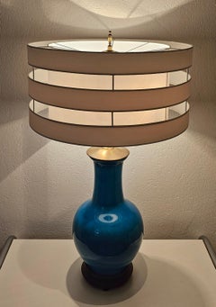 Mid Century Table Blue Ceramic Table Lamp by Warren Kessler New York, USA 1950s