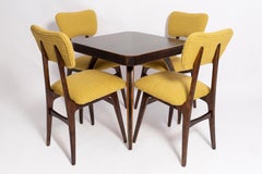 Mid-Century Table by Jindřich Halabala and Set of 4 Boucle Chairs, Europe, 1960s