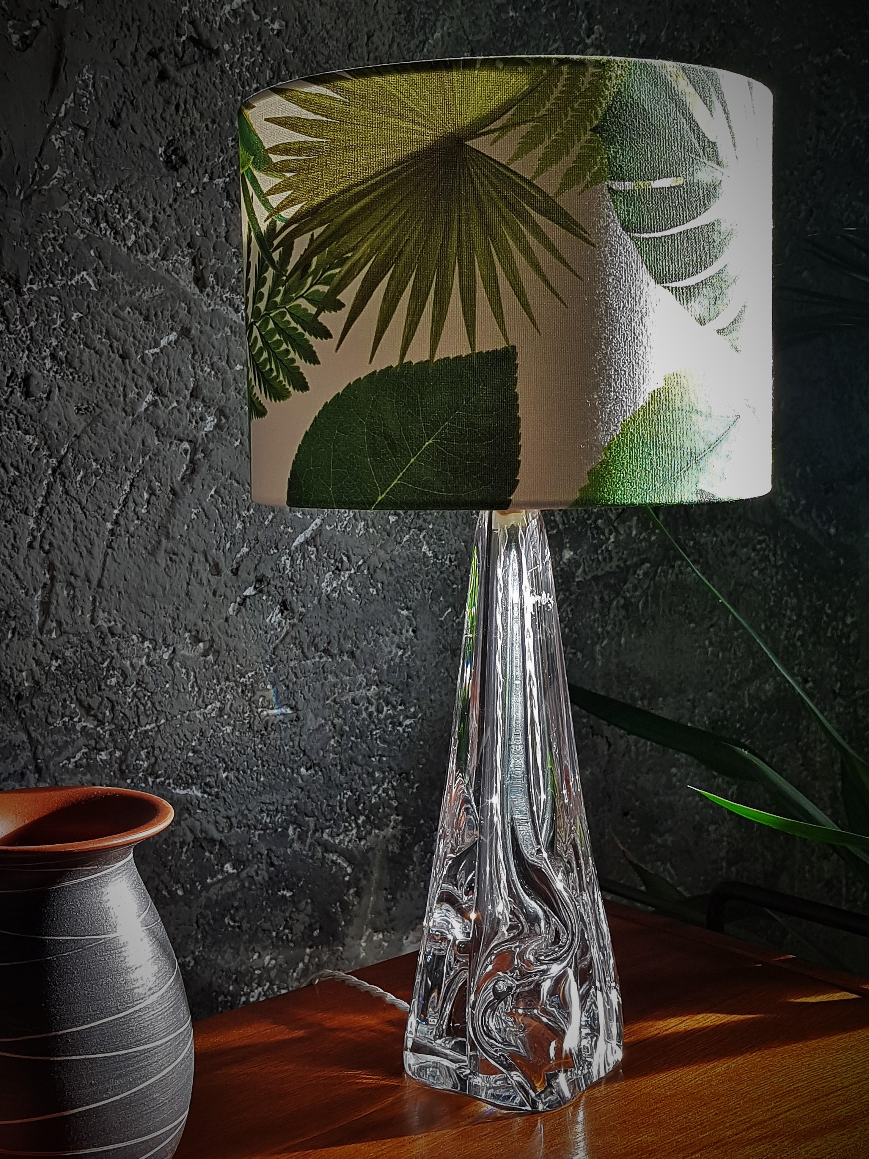 Mid-Century Table Desk Lamp, Chrystal Base Floral Shade, France 1960s For Sale 12