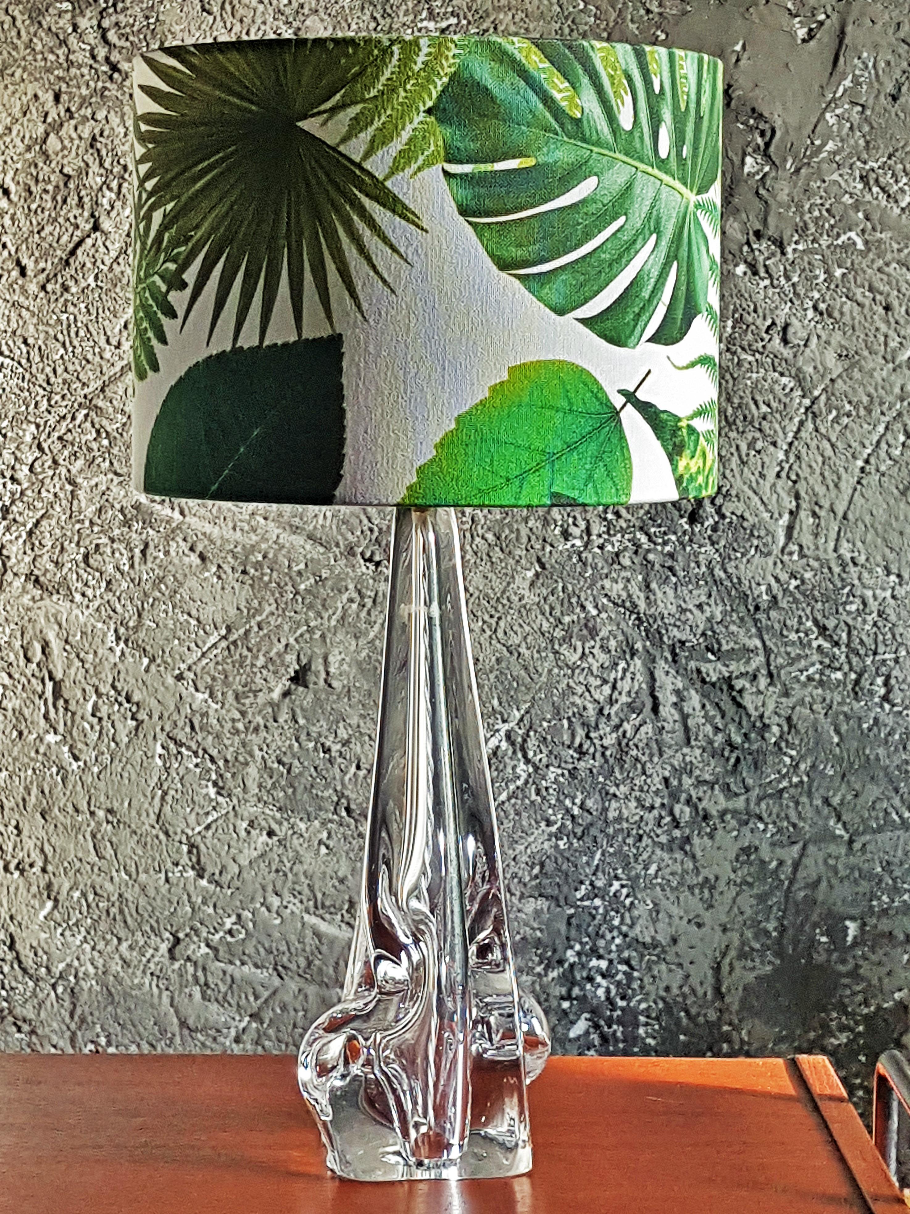 Mid-Century Table Desk Lamp, Chrystal Base Floral Shade, France 1960s For Sale 2