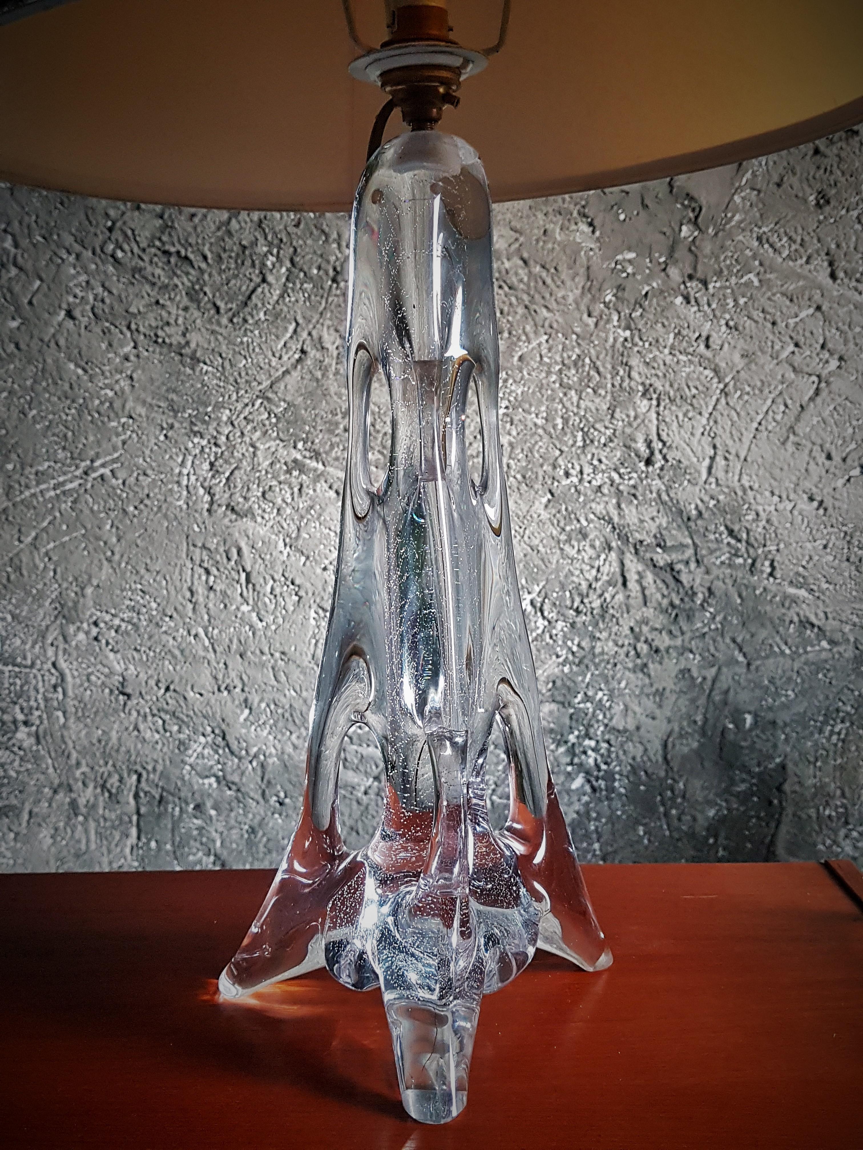 Mid-Century Table Desk Lamp, Chrystal Base with Bubbles, France 1960s For Sale 12