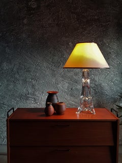 Mid-Century Table Desk Lamp, Chrystal Base with Bubbles, France 1960s