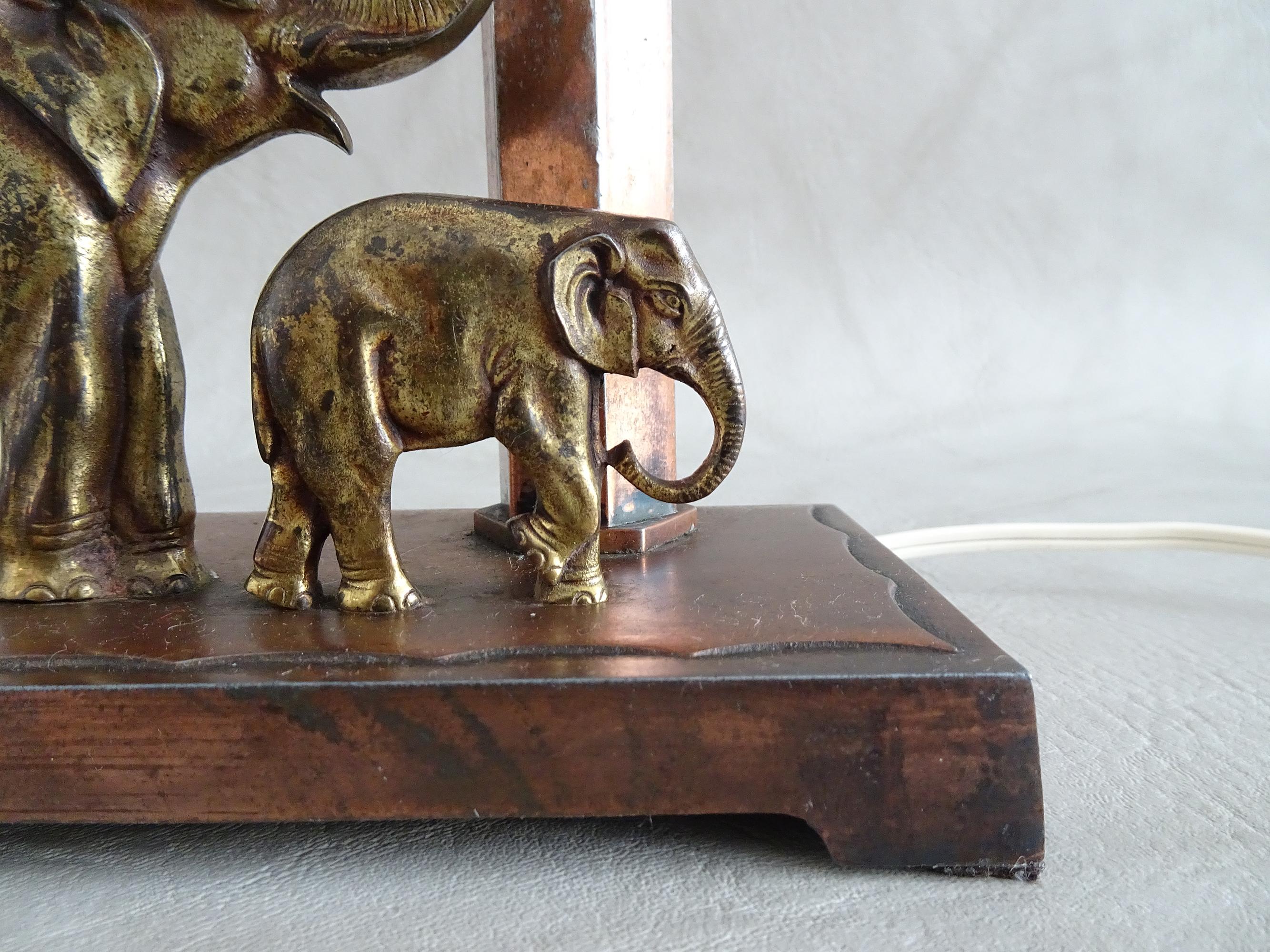 Brass Midcentury Table Desk Lamp Elephants, France, 1949