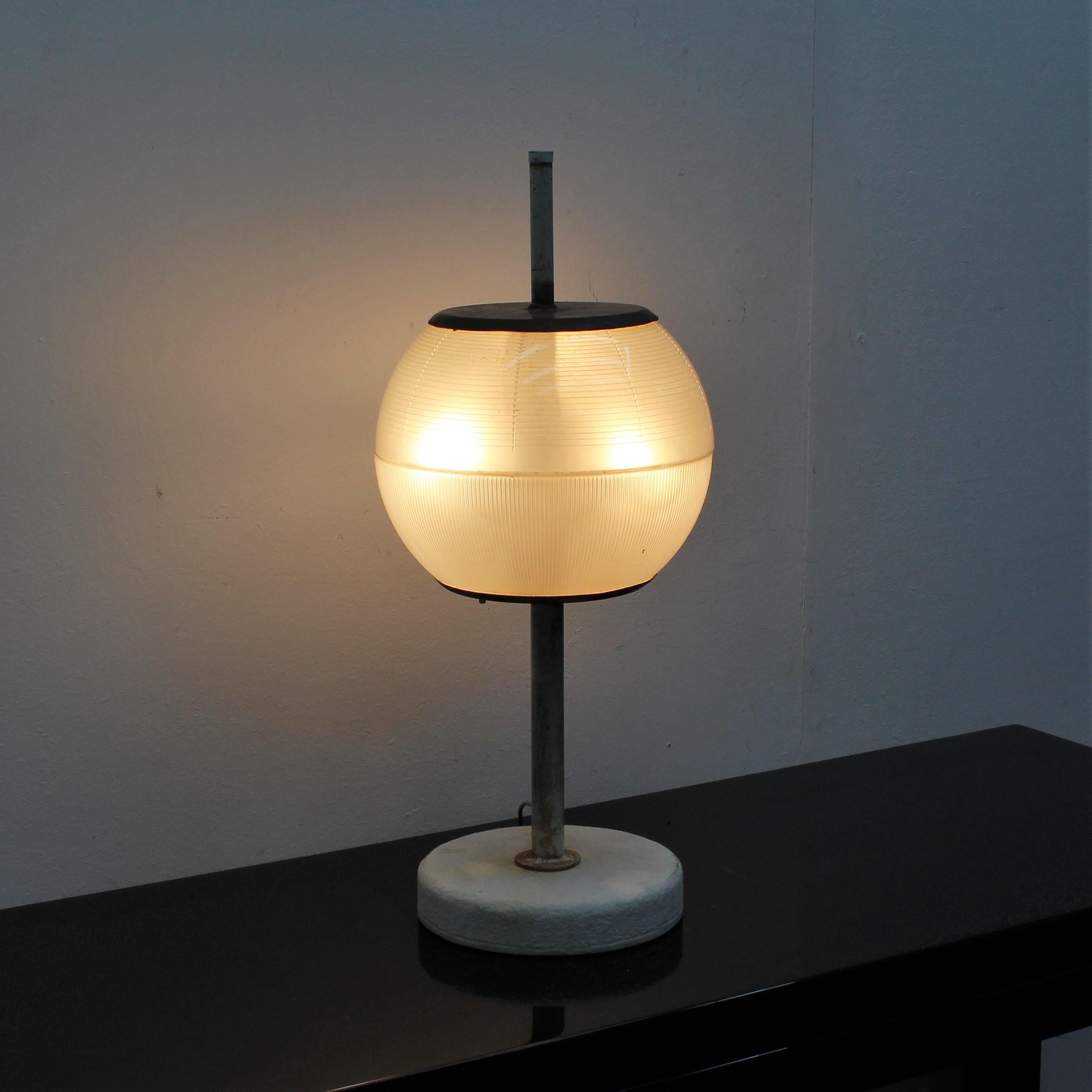 Italian Midcentury Table Glass and Metal Lamp by Ignazio Gardella for Azucena, Italy