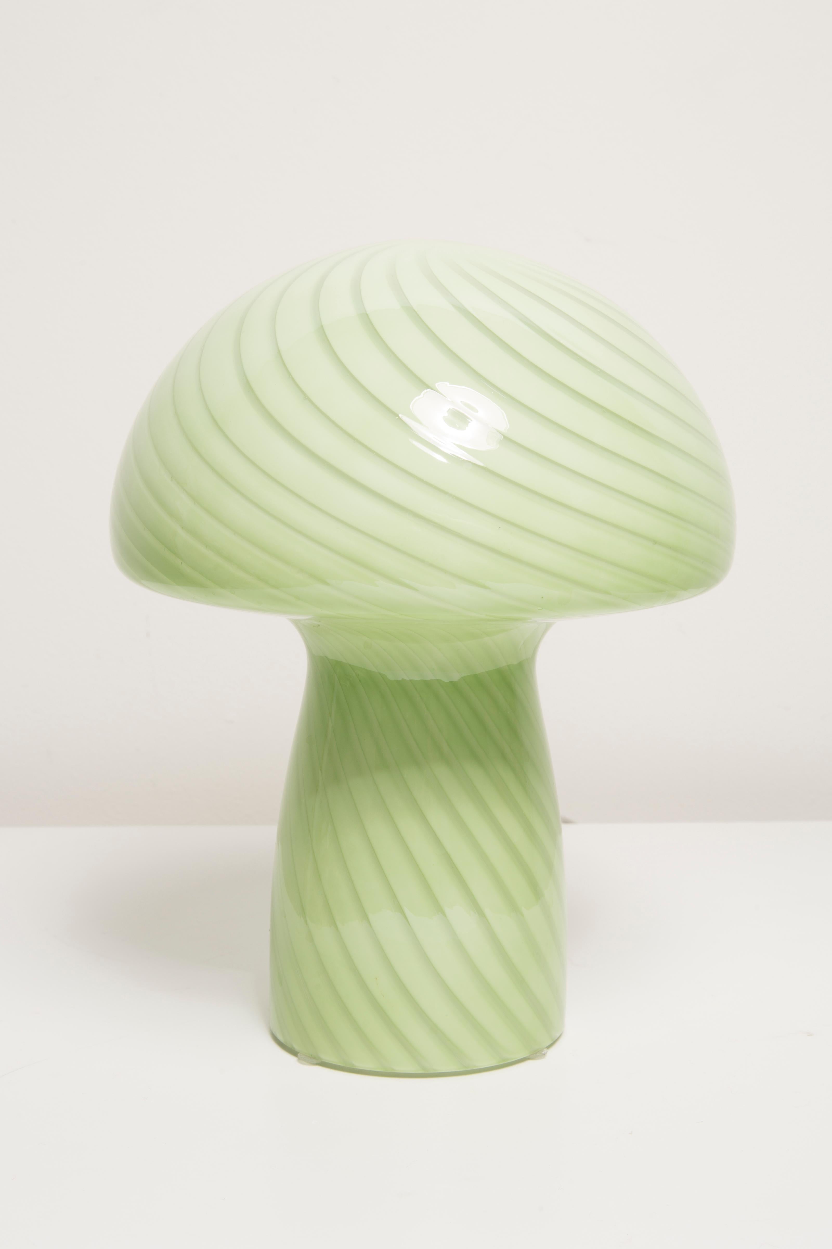 Mid-Century Modern Mid Century Table Green Mushroom Lamp Glass, Europe, 1960s