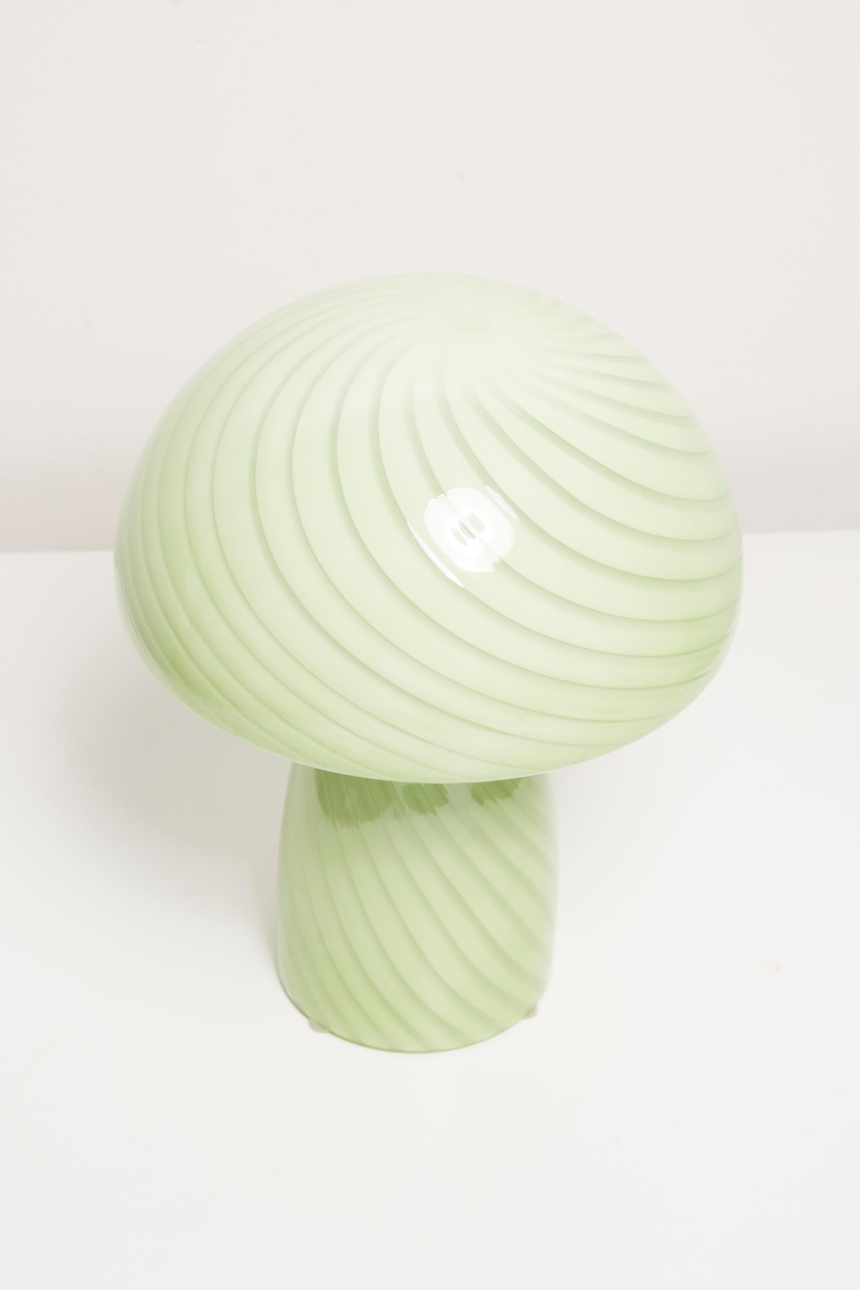 20th Century Mid Century Table Green Mushroom Lamp Glass, Europe, 1960s