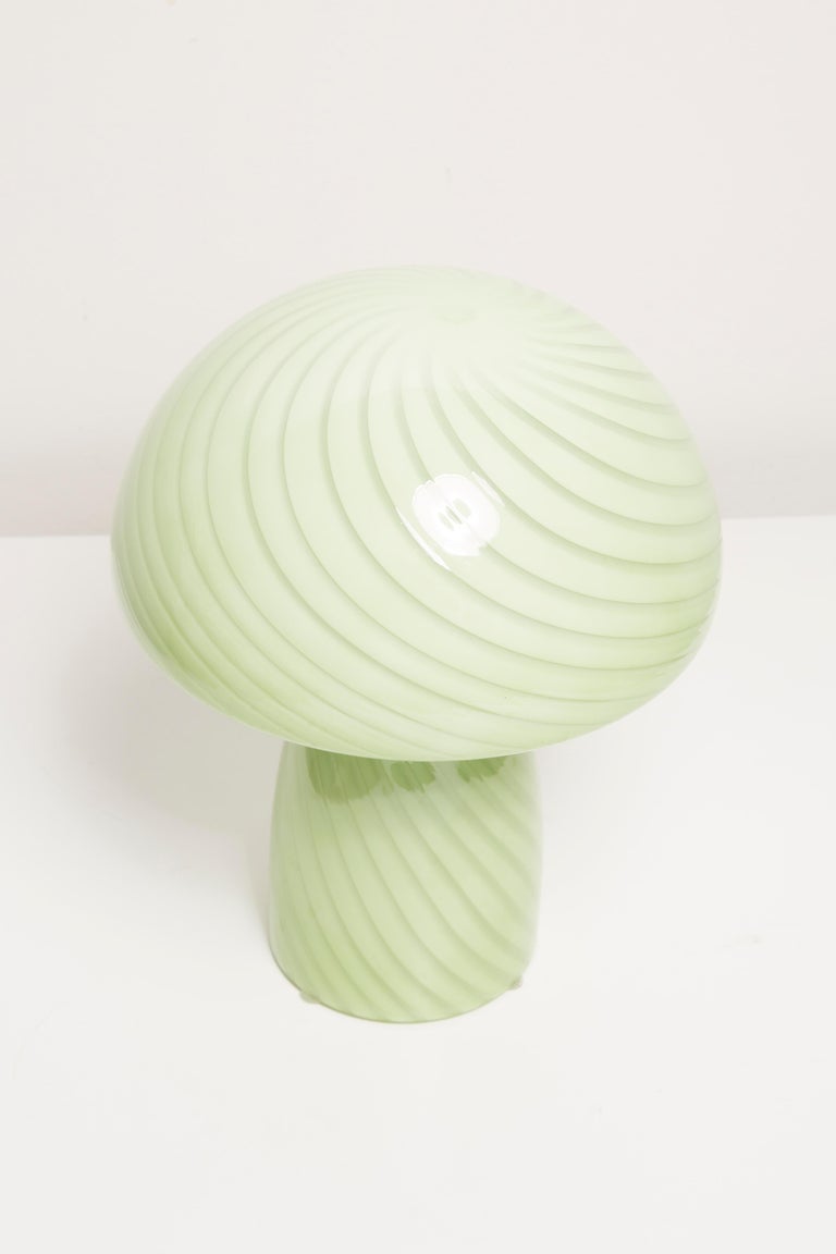 20th Century Mid Century Table Green Mushroom Lamp Glass, Europe, 1960s