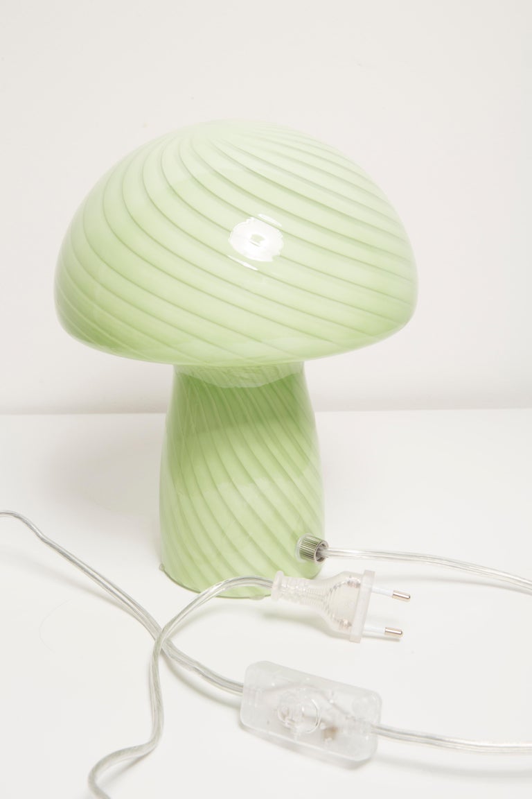 Mid Century Table Green Mushroom Lamp Glass, Europe, 1960s 1