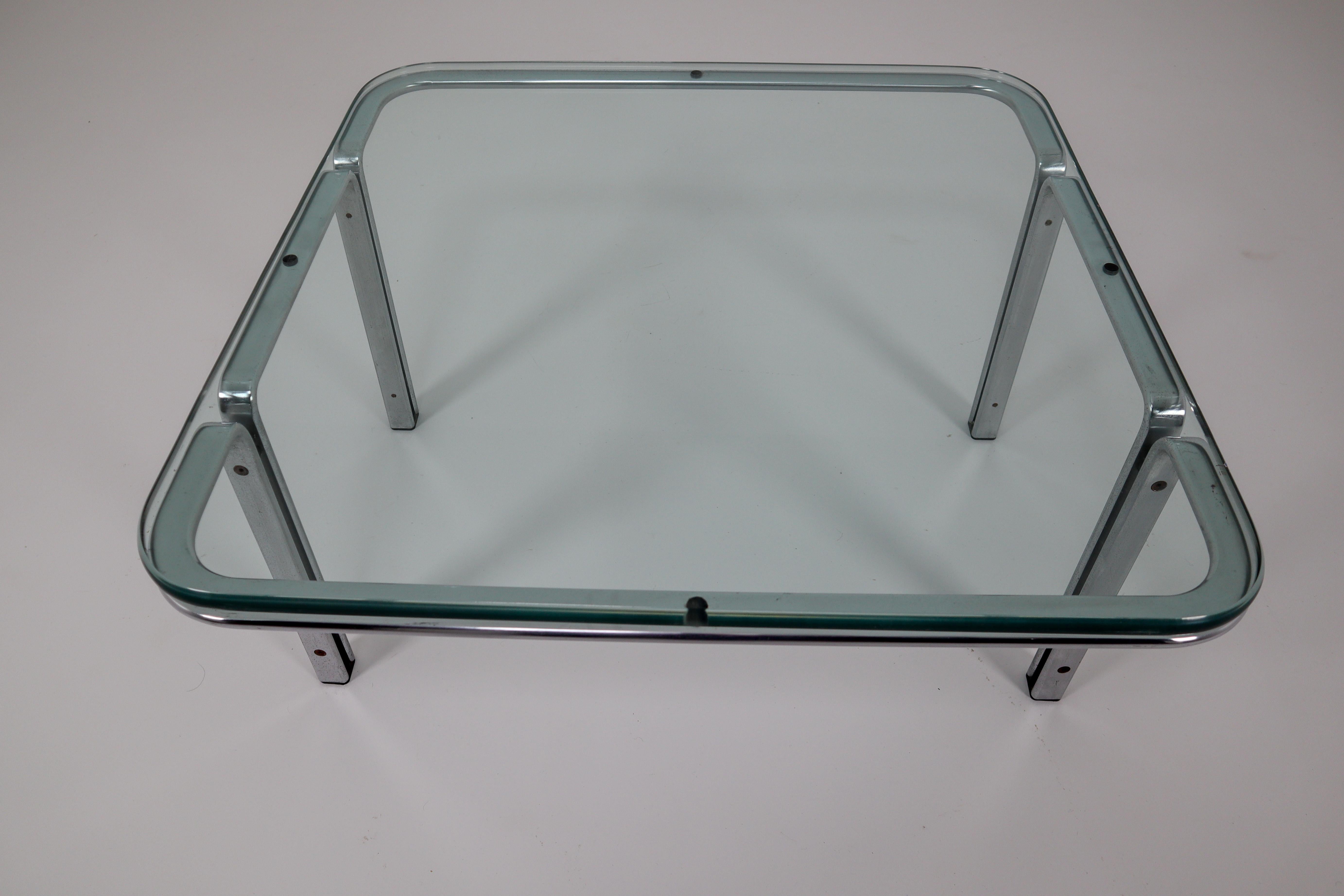 Mid-Century Modern Midcentury Table in Cristal-Plate Glass and Chrome Steel by Horst Brüning