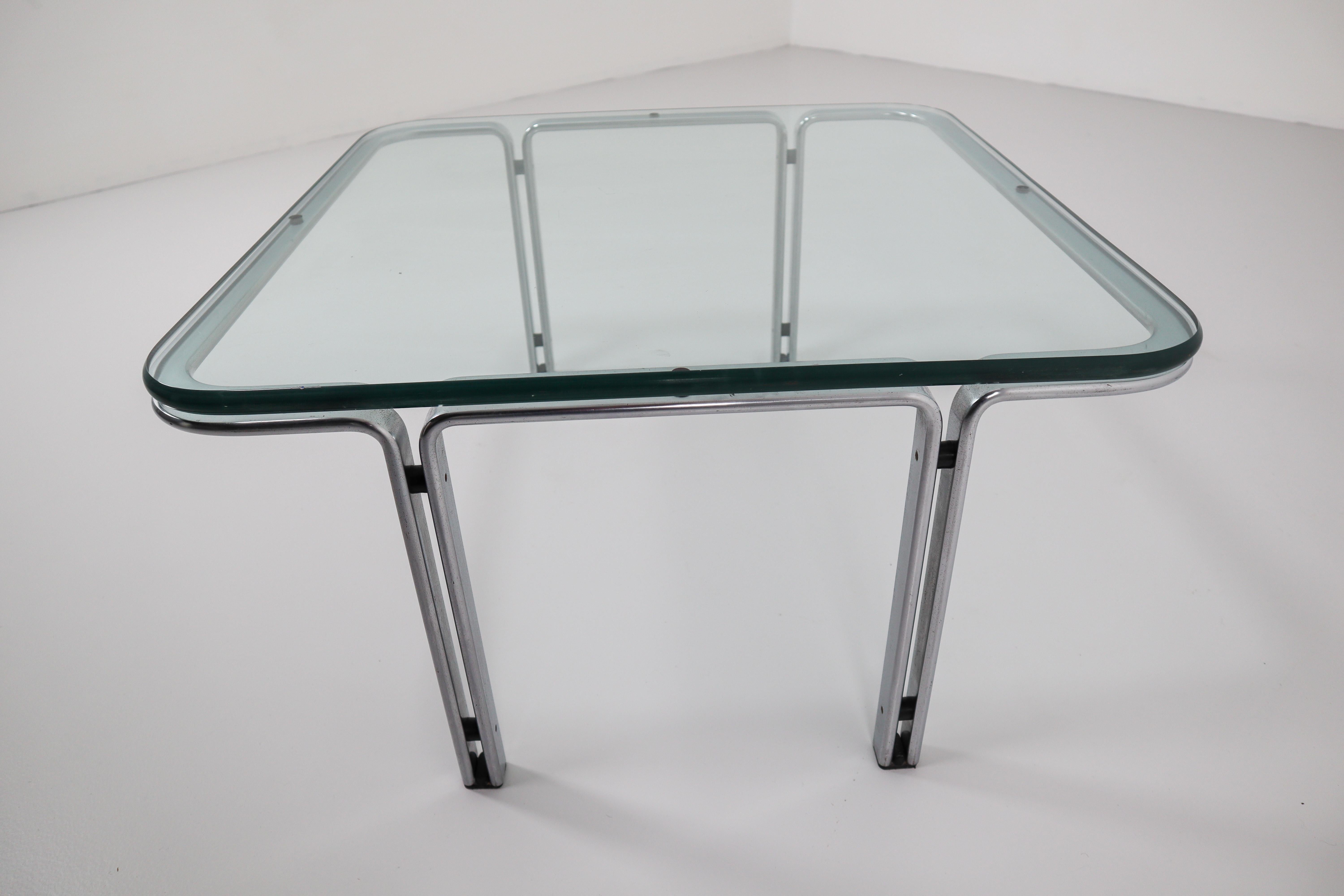 20th Century Midcentury Table in Cristal-Plate Glass and Chrome Steel by Horst Brüning