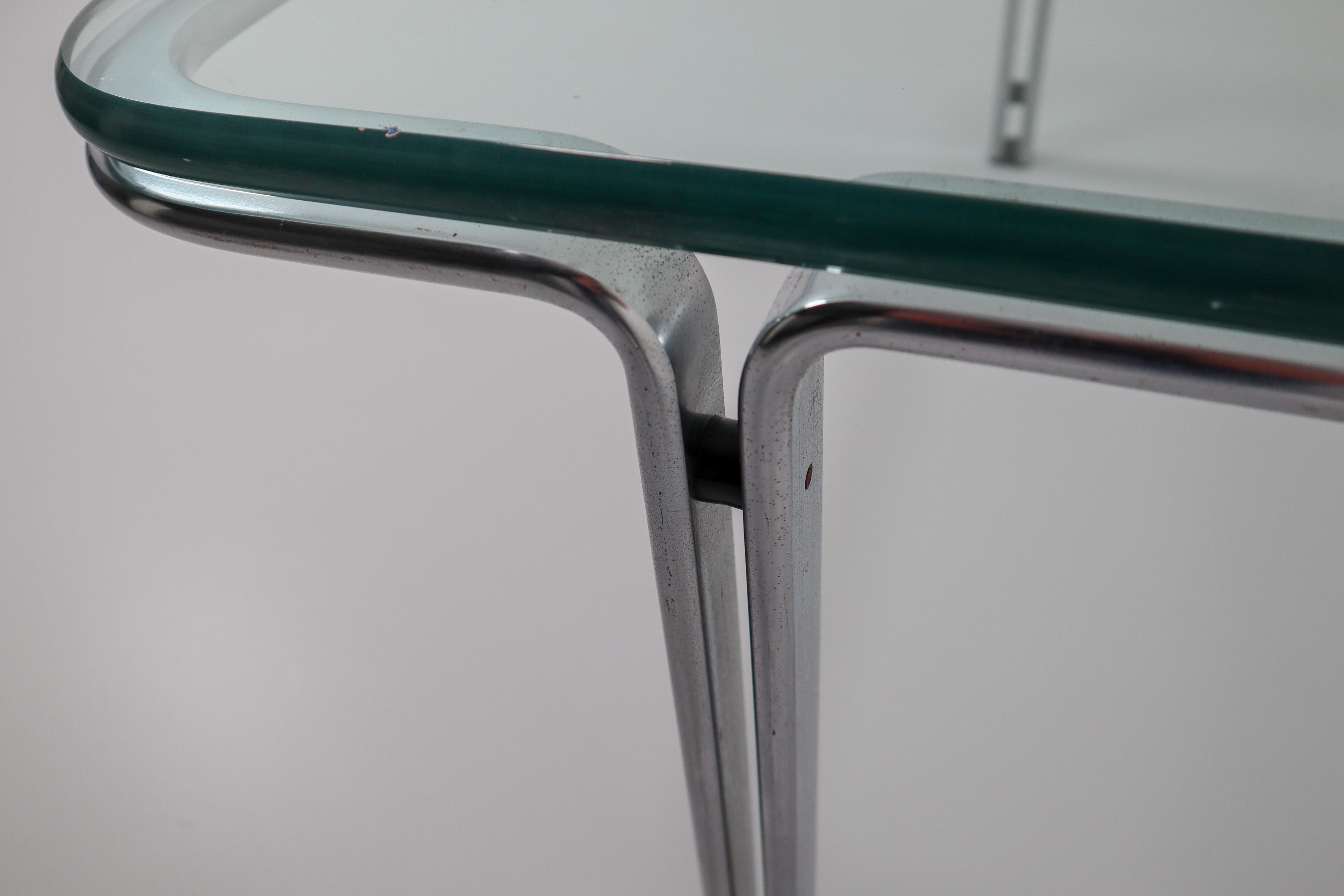 Midcentury Table in Cristal-Plate Glass and Chrome Steel by Horst Brüning 1