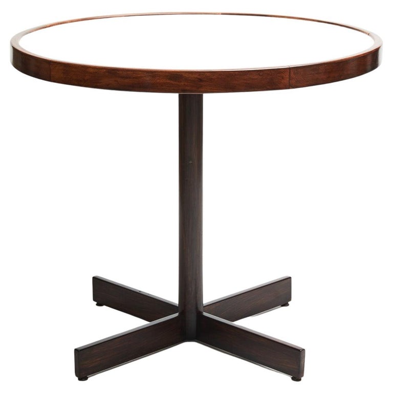 Brazilian Modern Cocktail Table in Hardwood and White top by