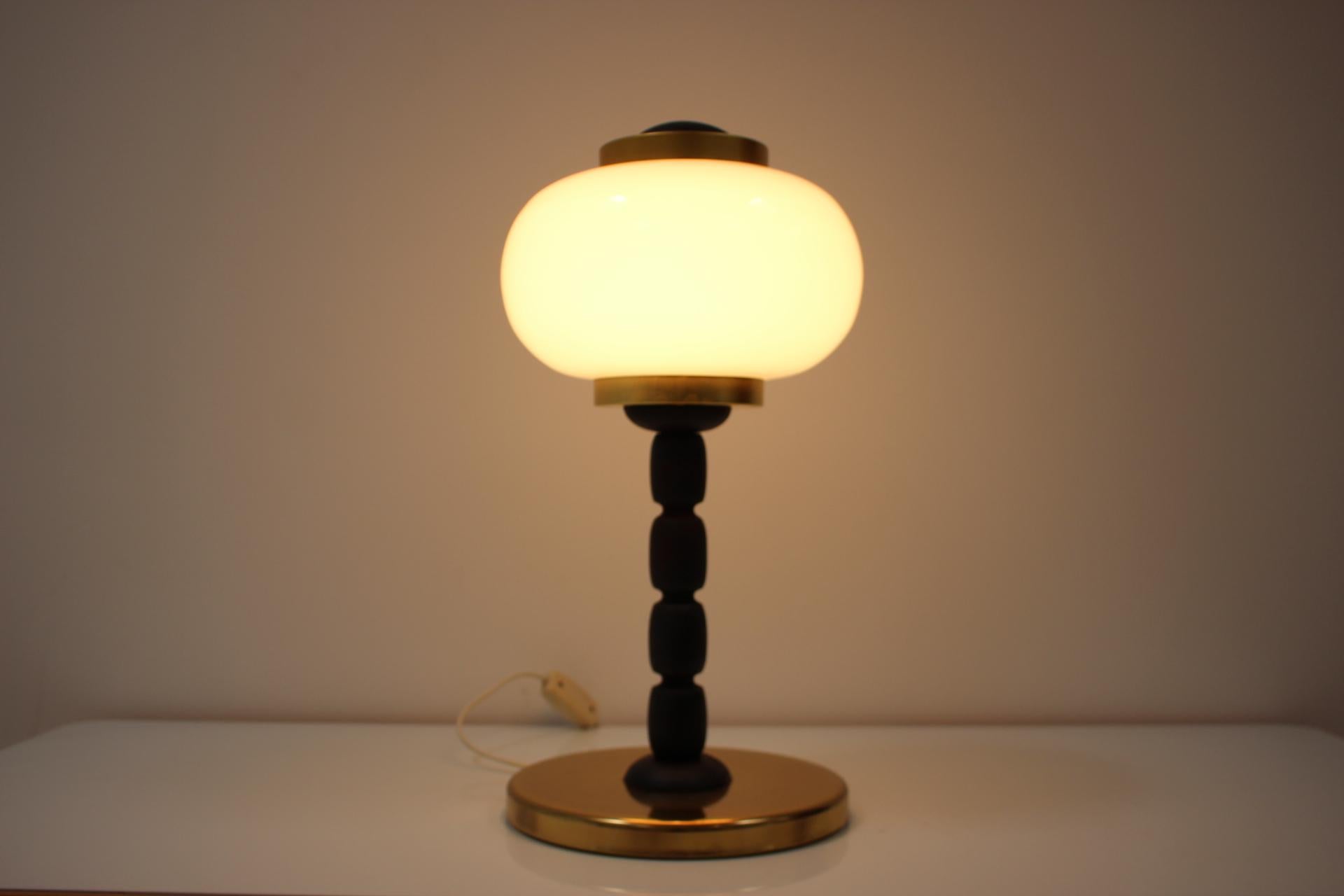 Glass Mid-Century Table Lamp, 1970s For Sale