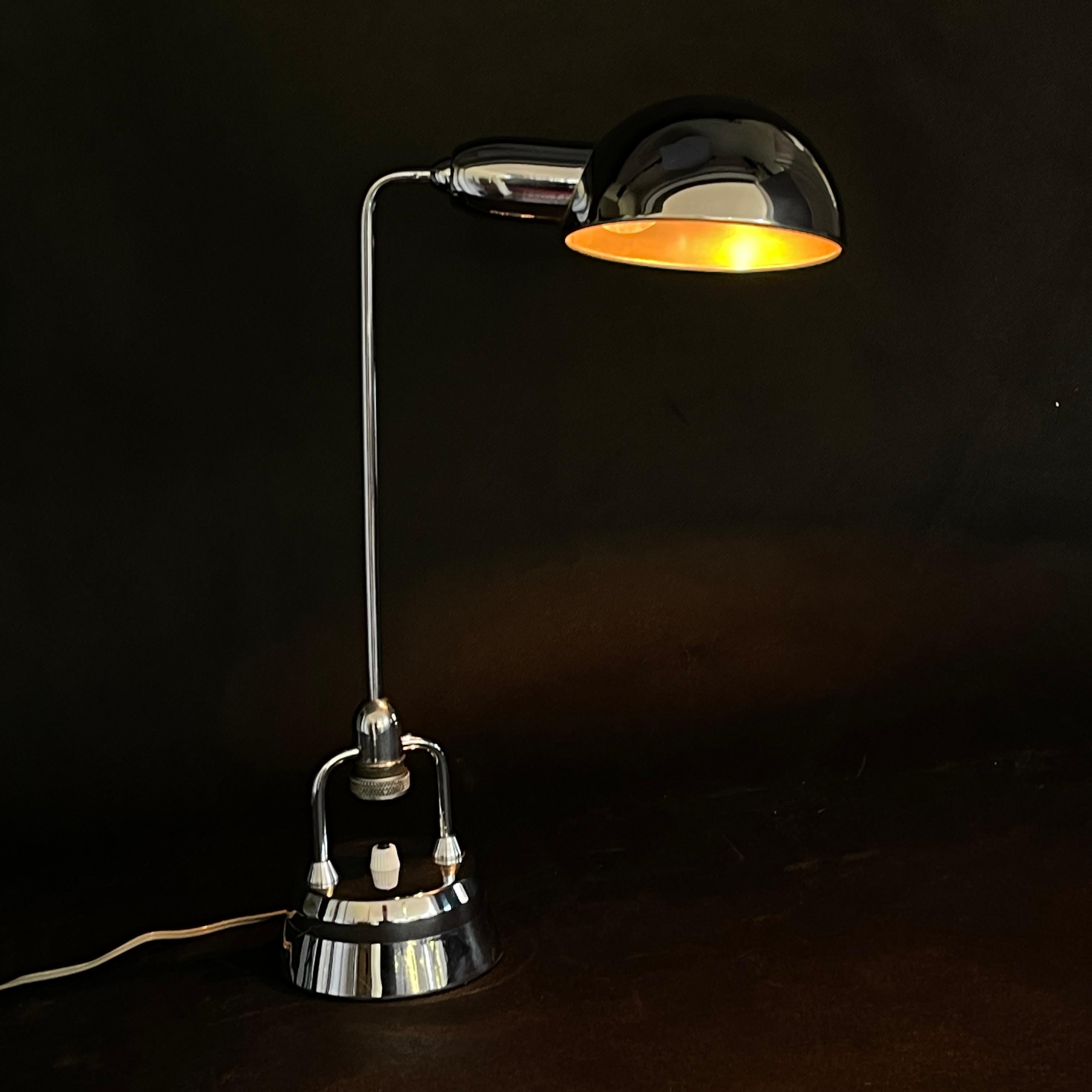 Chrome Mid-Century Table Lamp 600 selected by Charlotte Perriand for Jumo, 1930s