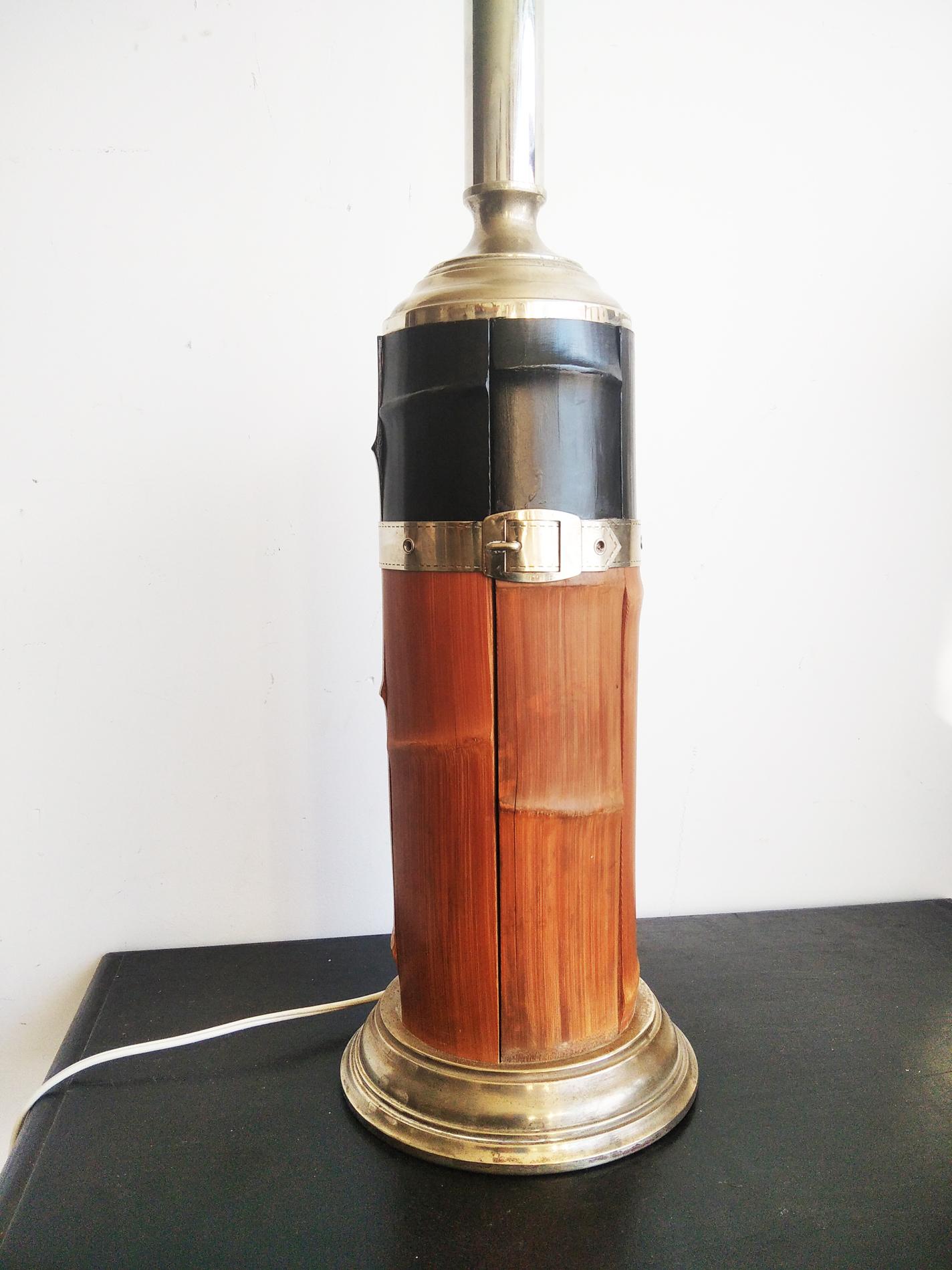 Lampe de bureau mi-siècle en bambou extra longue  Métal de style Hollywood Regency en vente 5