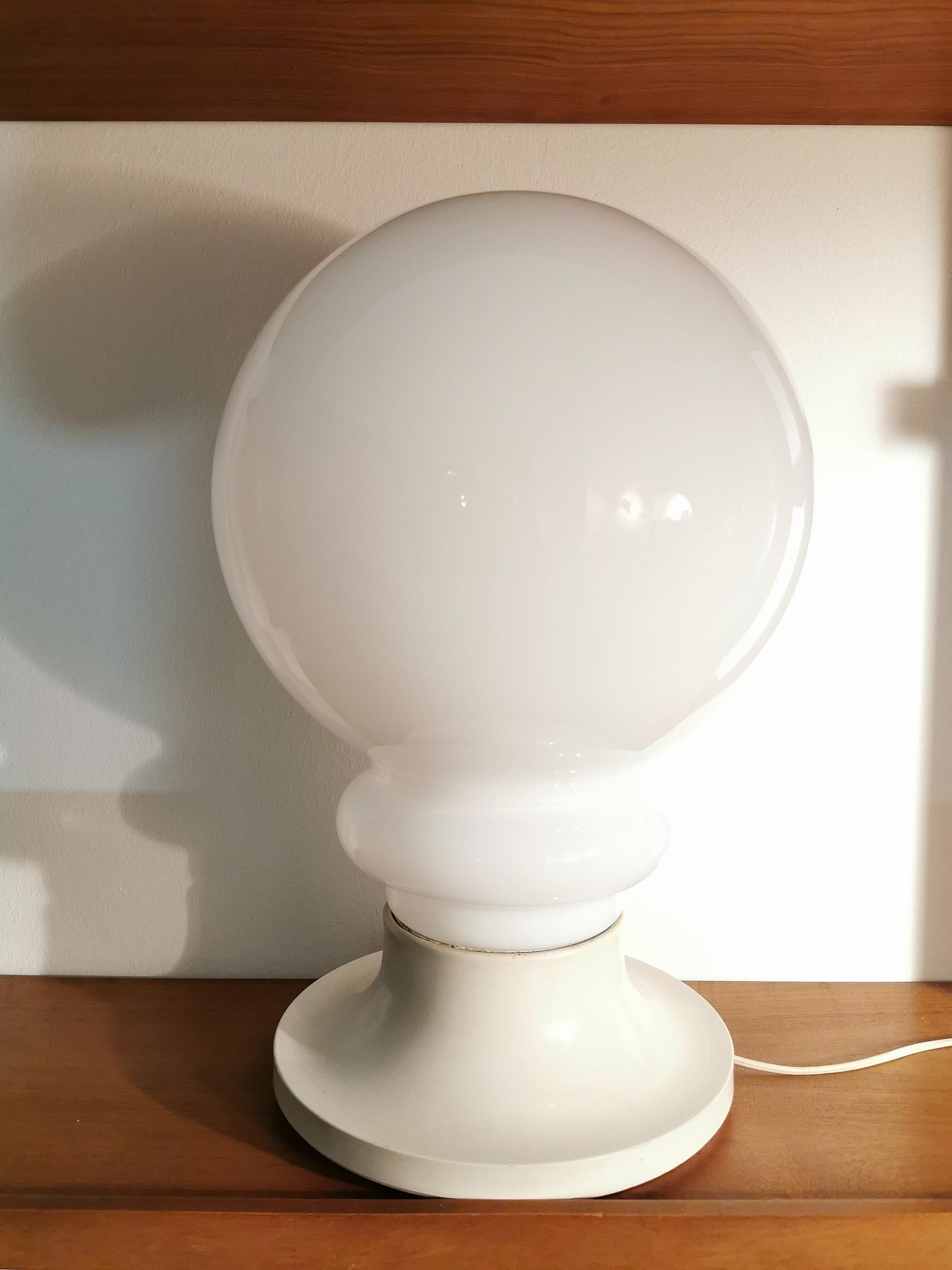 Mid-Century Modern Table Lamp by Carlo Nason Enameled Aluminum White Glass Mid Century Italy 1960s