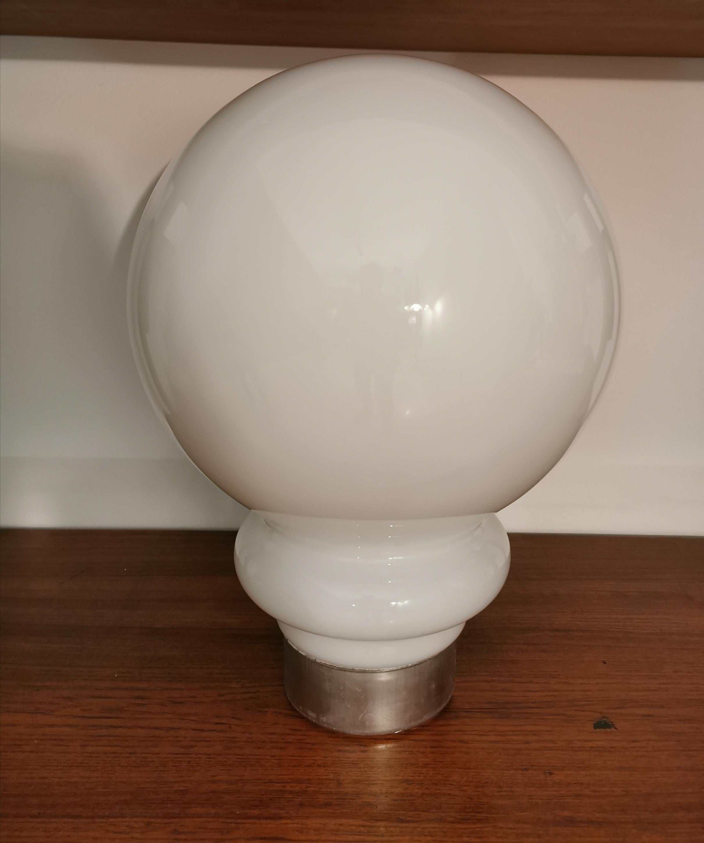 European Table Lamp by Carlo Nason Enameled Aluminum White Glass Mid Century Italy 1960s