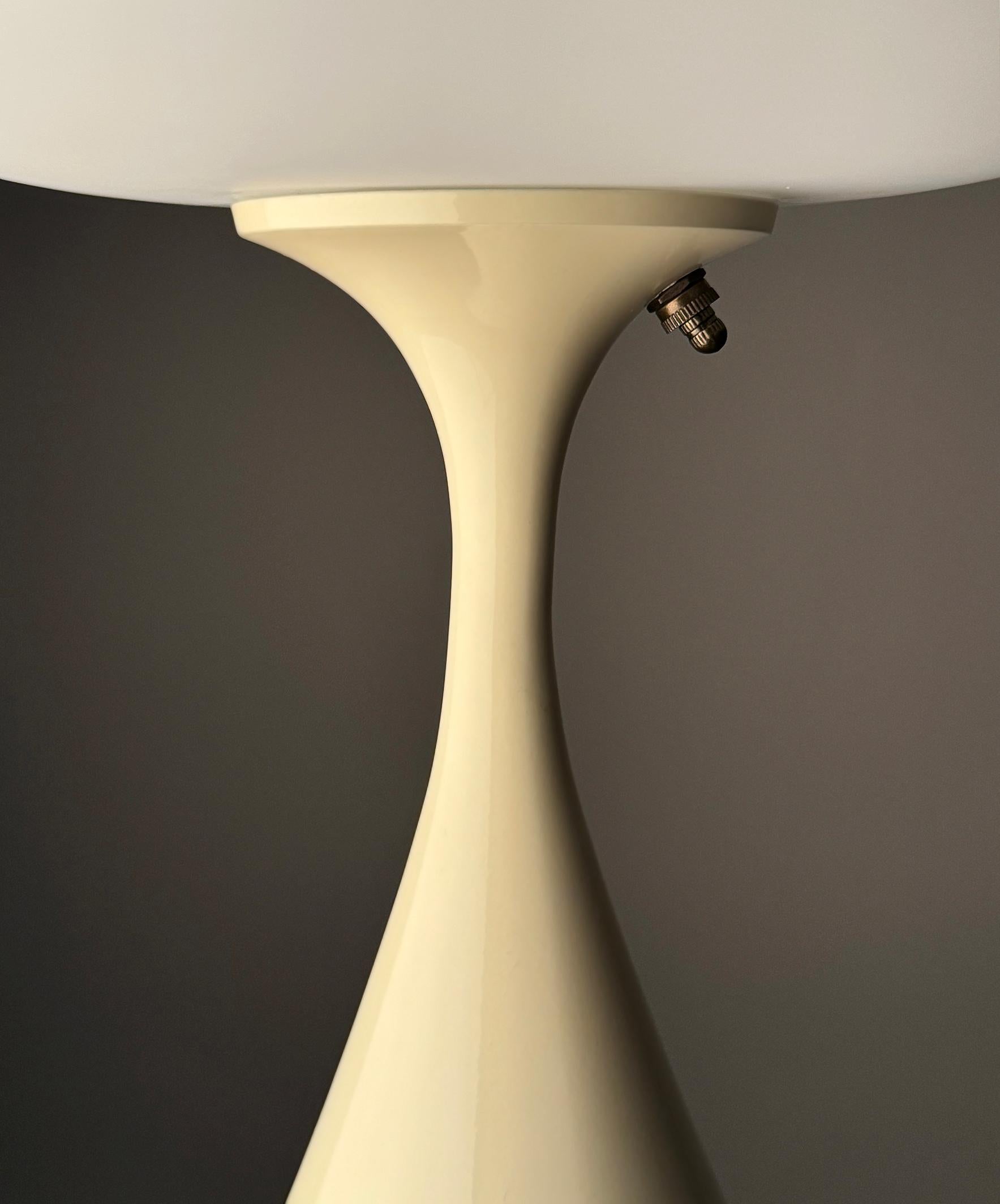 Mid-Century Modern Mid Century Table Lamp by Designline in Cream Beige with White Frosted Shade For Sale