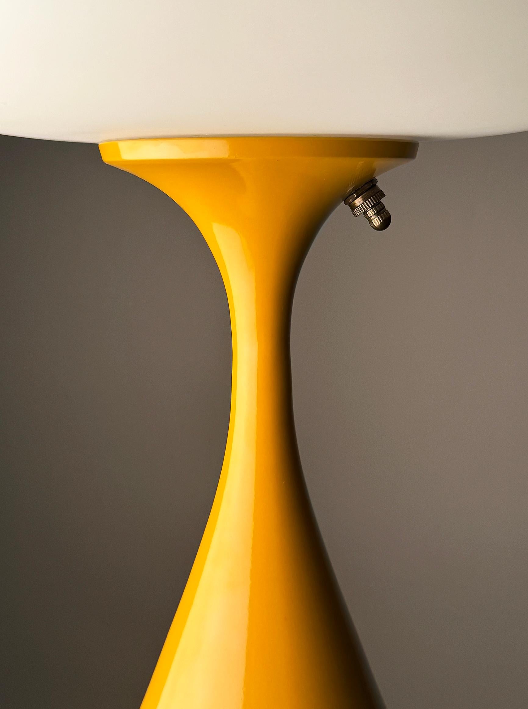 Mid-Century Modern Mid Century Table Lamp by Designline in Mustard Yellow with White Frosted Shade For Sale