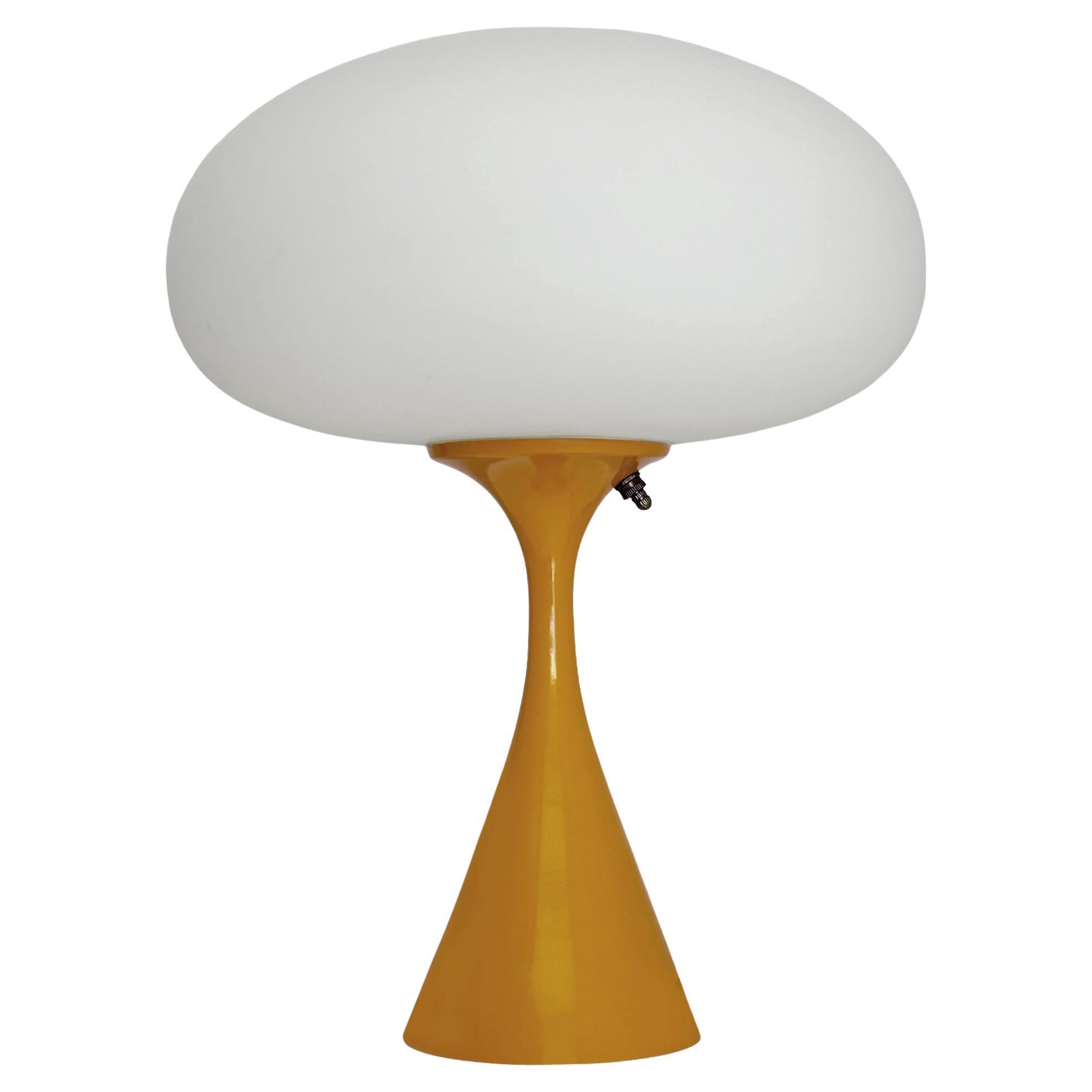 Mid Century Table Lamp by Designline in Mustard Yellow with White Frosted Shade