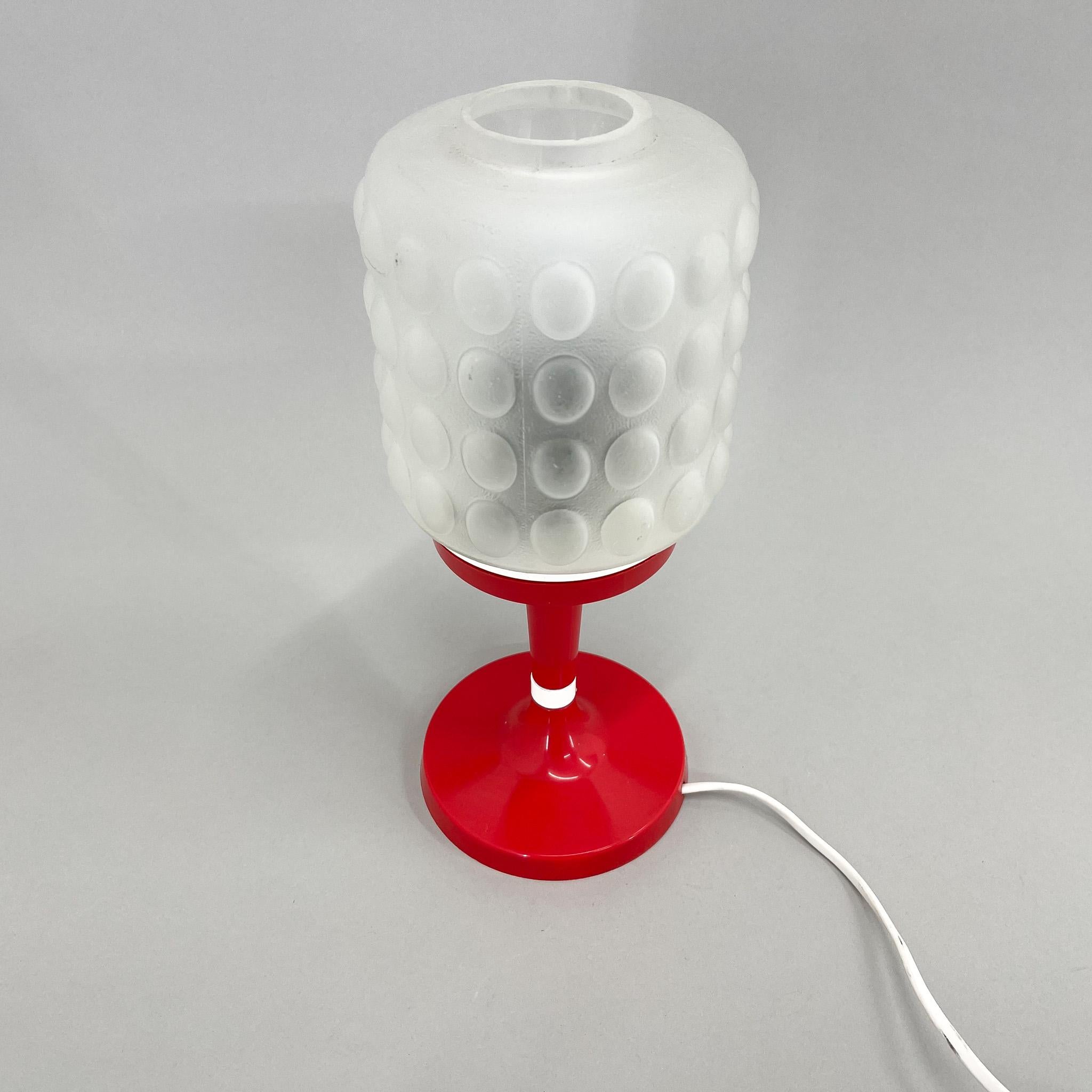 Glass Midcentury Table Lamp by Elektroinstala Jilove, Czechoslovakia, 1970s For Sale