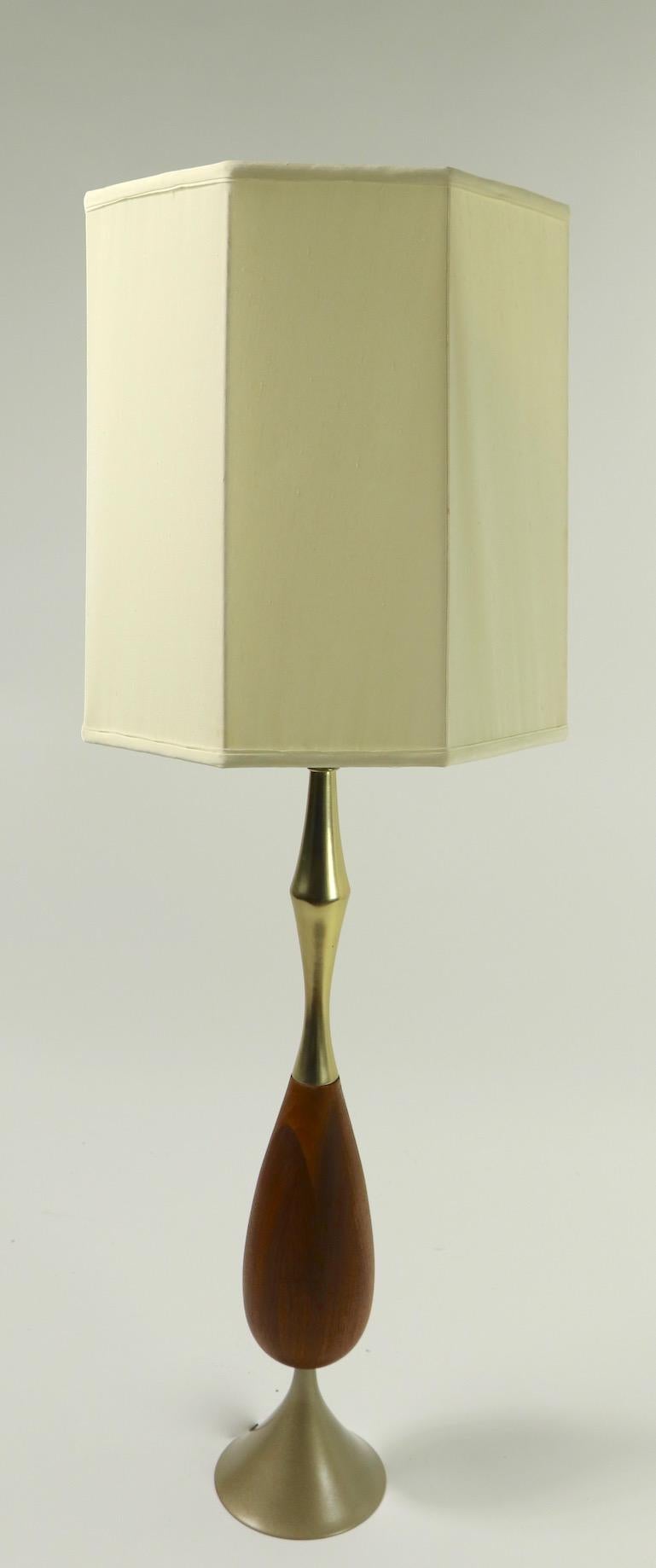Metal Mid Century Table Lamp by Gerald Thurston For Sale
