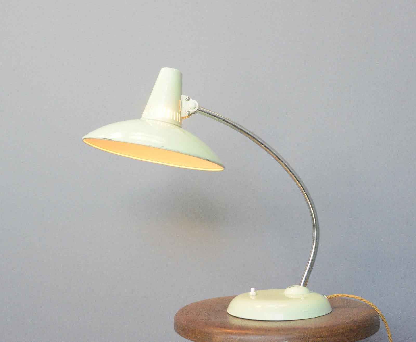 Mid Century Table Lamp By Kaiser Circa 1960s

- Original mint green paint
- On/Off switch on the base
- Takes E27 fitting bulbs
- Adjustable arm and shade
- Made by Gebr. Kaiser & Co. Leuchten KG
- German ~  1960s
- 47cm tall x 47cm deep x 25cm wide