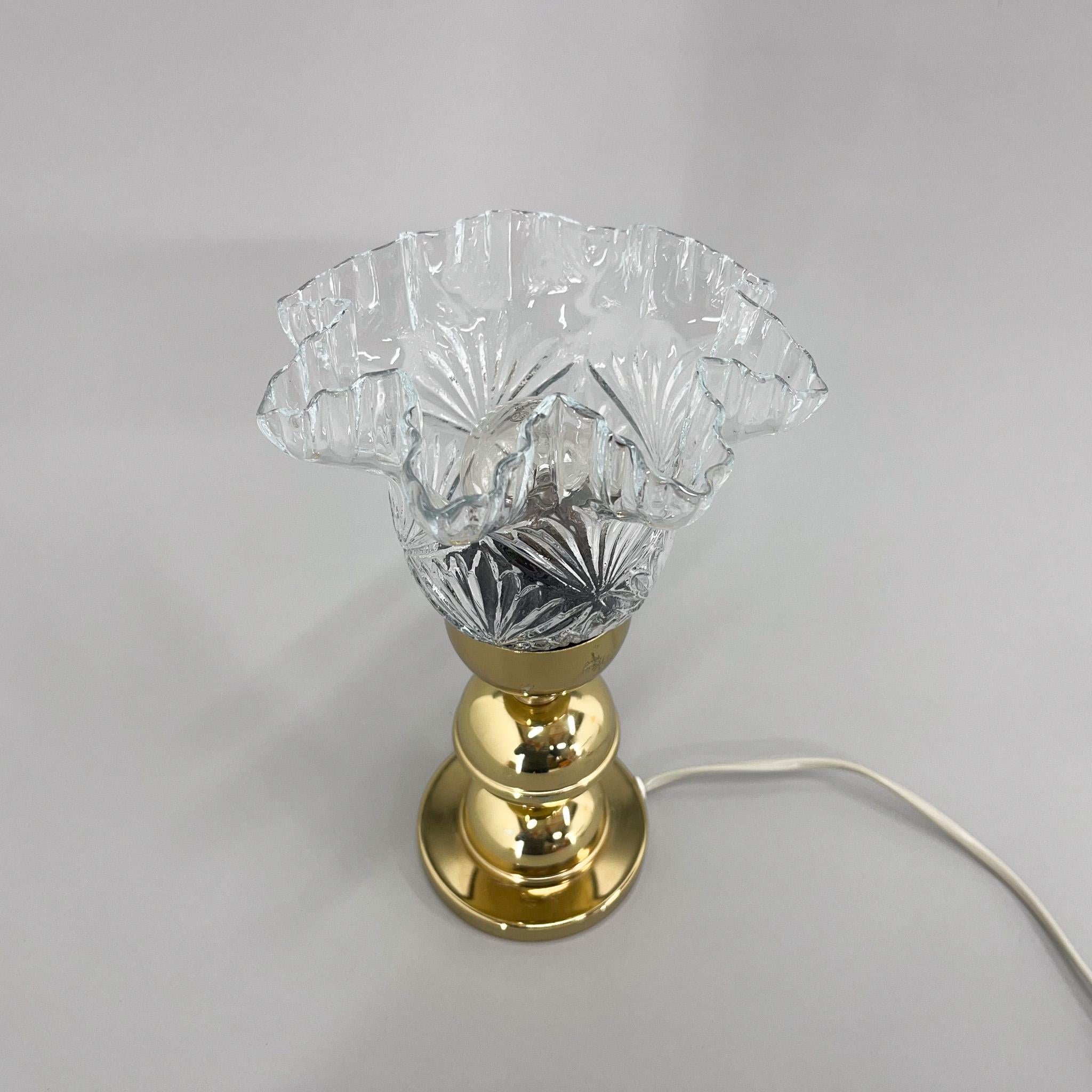 Glass Mid Century Table Lamp by Kamenický Šenov, Labeled, 1960's For Sale