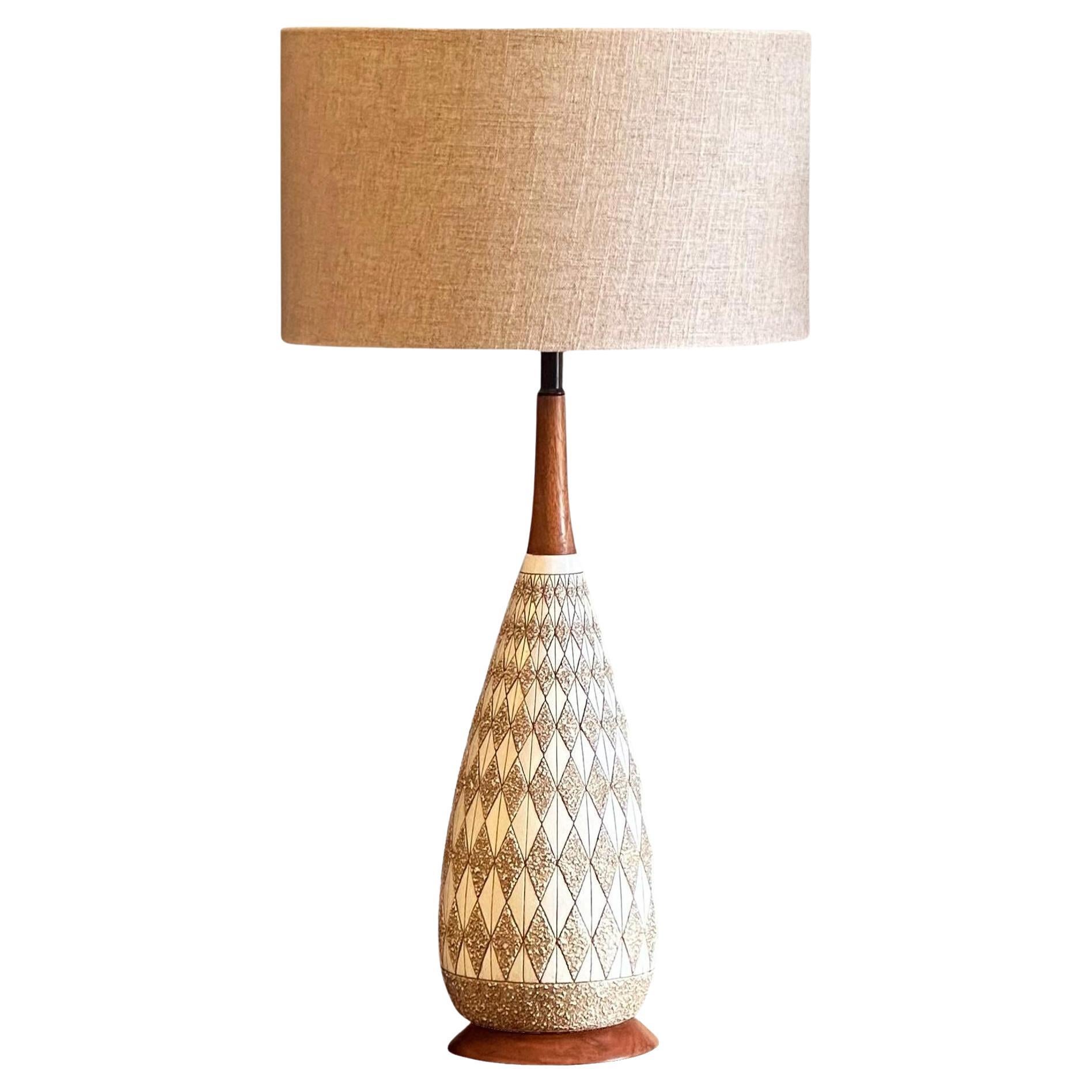 Mid-Century Table Lamp by Quartite Creative Corp. with Harlequin Lava Texture For Sale