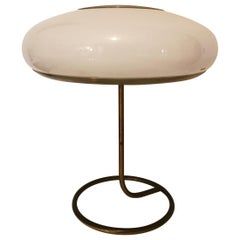 Mid Century Table Lamp by Stilux Brass White Plexiglass Aluminum, Italy, 1950s