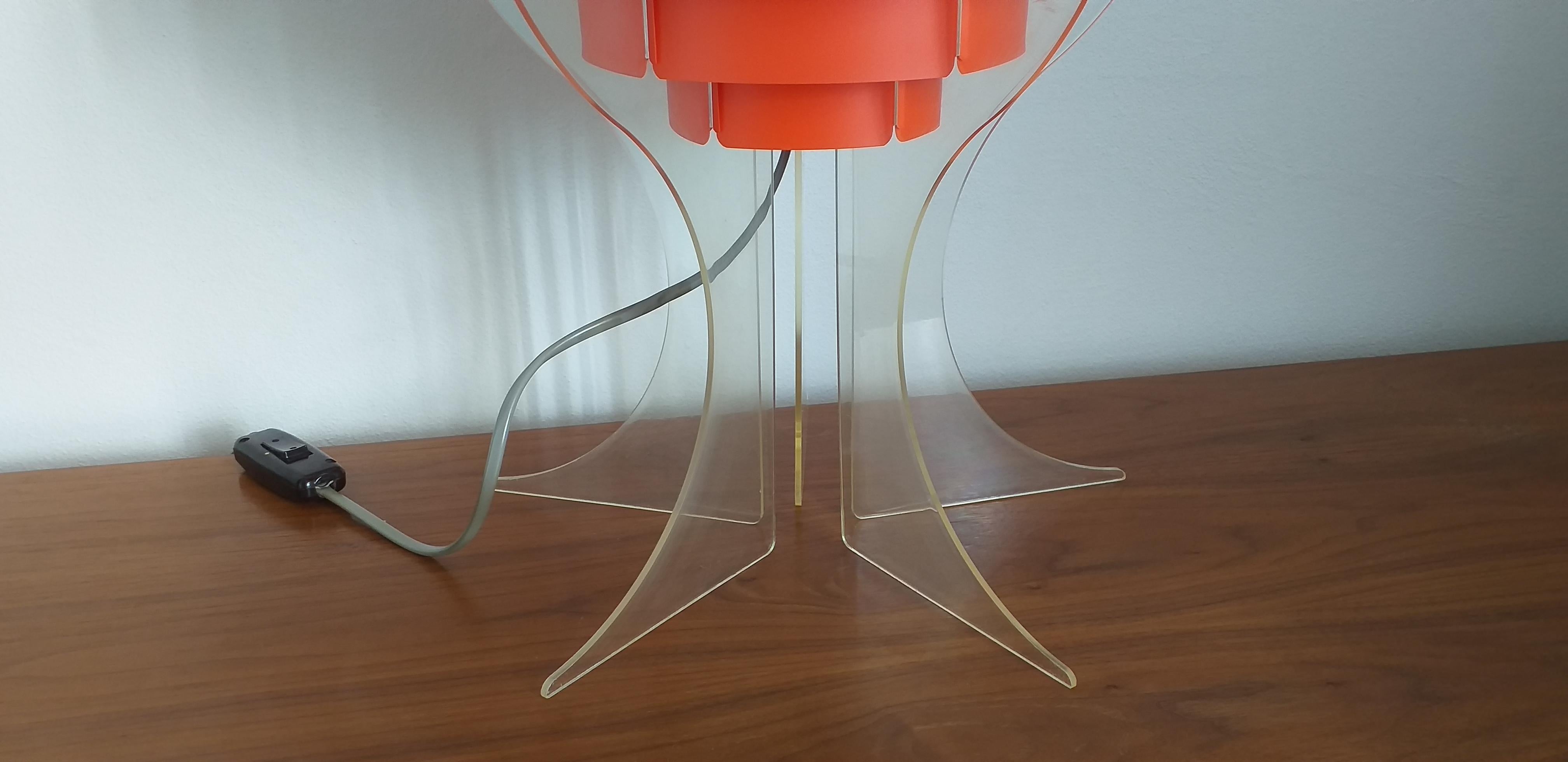 Plexiglass Midcentury Table Lamp Designed by Preben Jacobsen & Flemming Brylle, 1970s