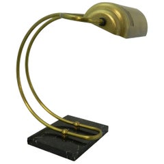Midcentury Desk Light Table Lamp Brass Marble Adjustable