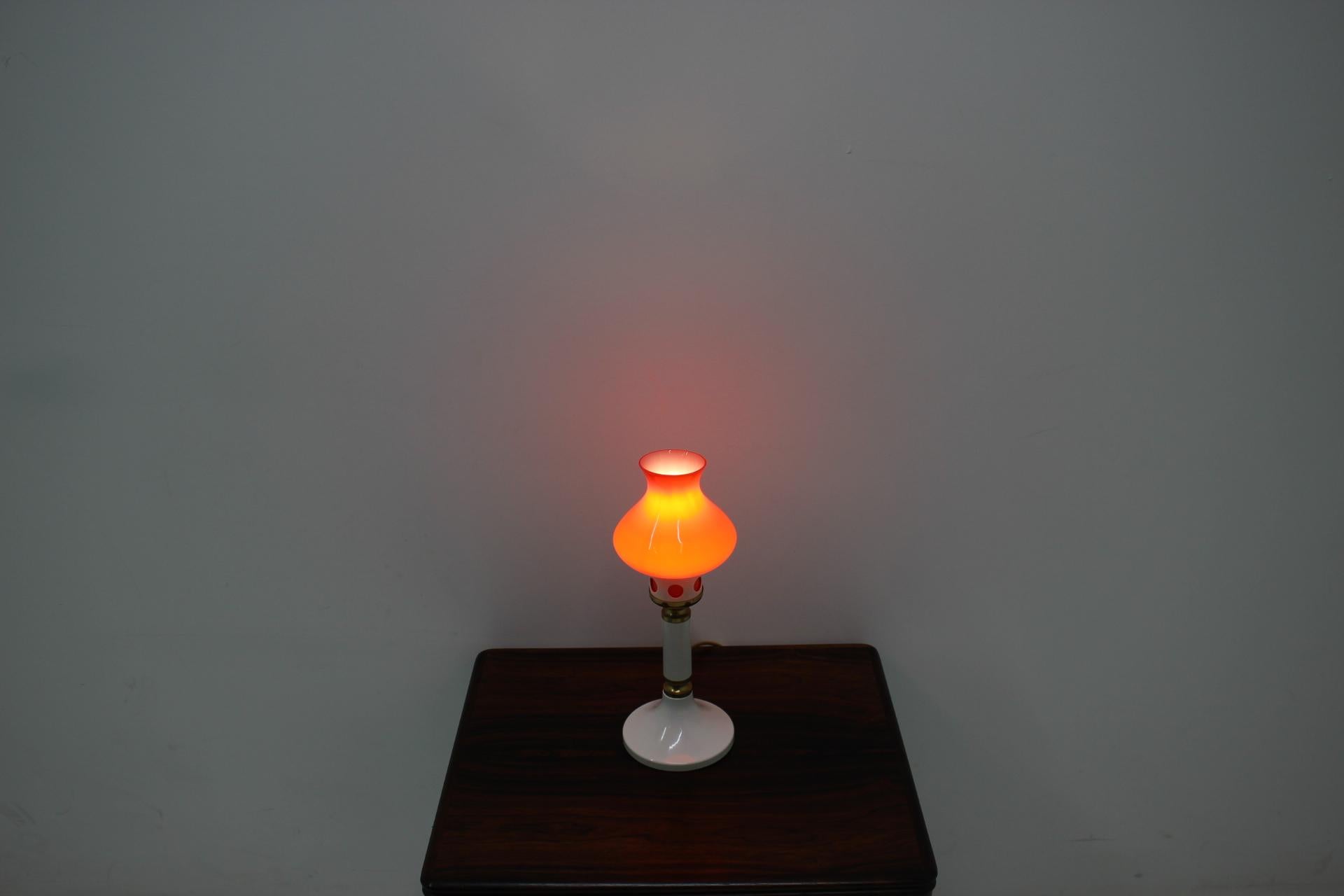 Metal Midcentury Table Lamp/Drukov, 1970s For Sale