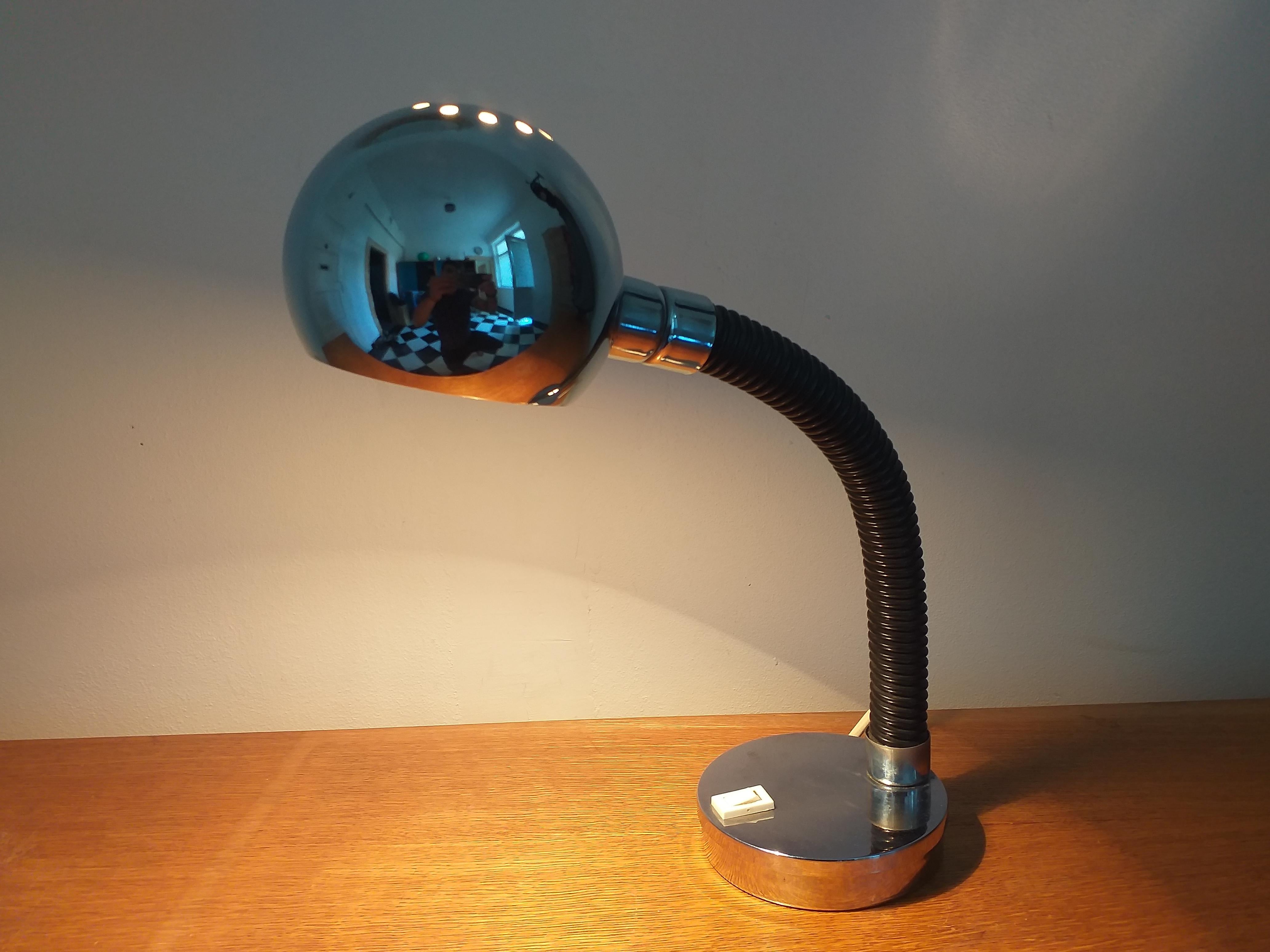 Chrome Lampe de table midcentury Elbow, Targetti Sankey, Italie, 1970 en vente