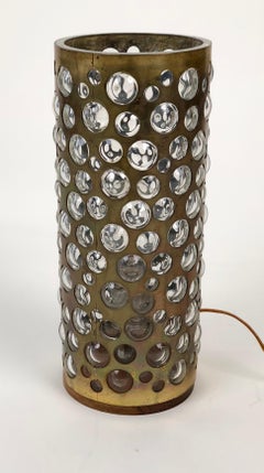 Midcentury Table Lamp from Rupert Nikoll, Patinated Brass and Glass, 1960s