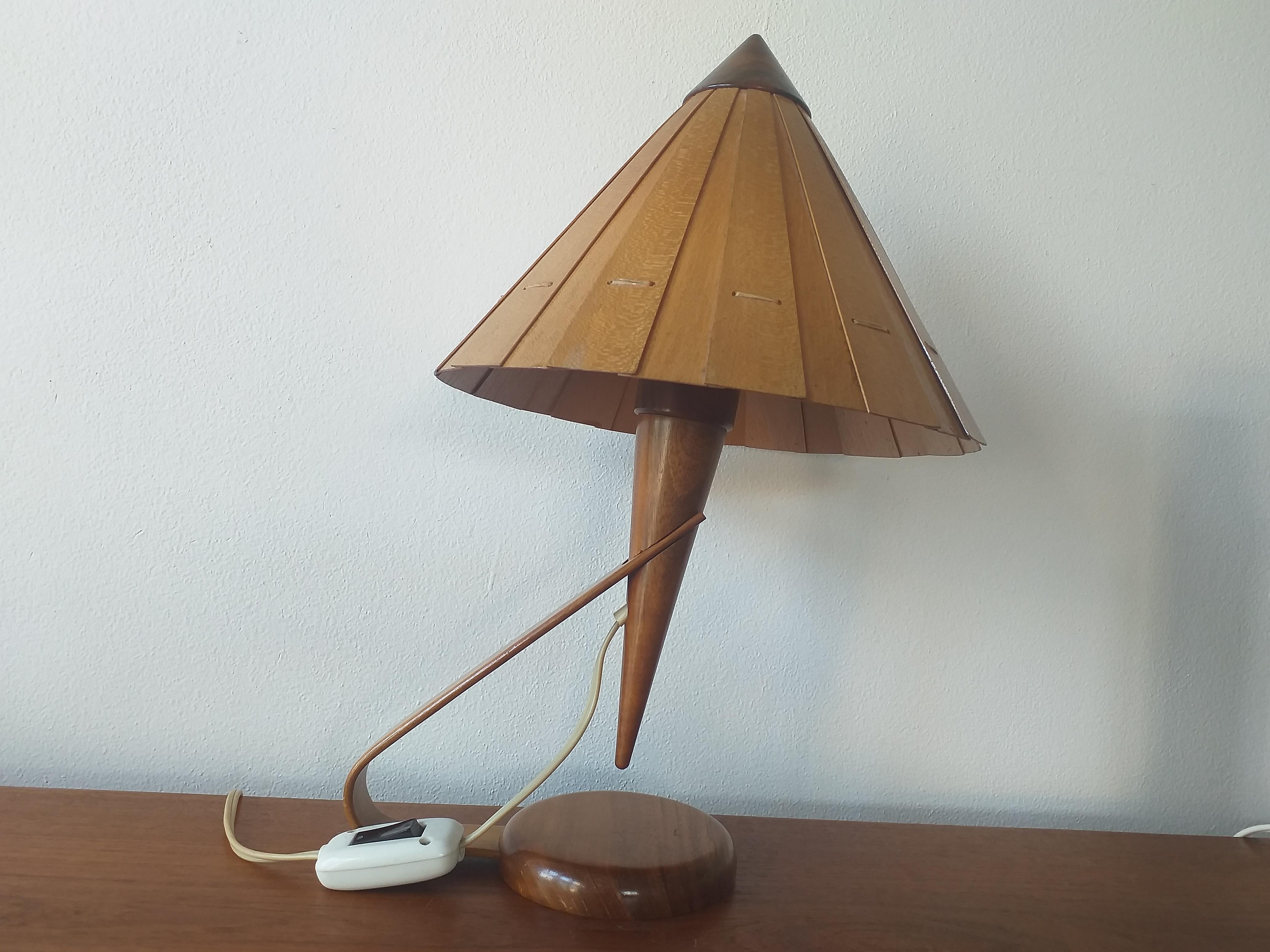 Midcentury Table Lamp from Veneer, 1950s In Good Condition In Praha, CZ
