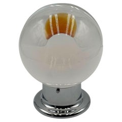 Mid Century Table Lamp in Glass and Chrome Metal with Orange Details, 1970s