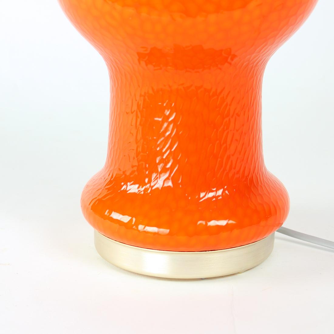Czech Mid Century Table Lamp In Orange Opaline Glass By Stefan Tabery, Opp Jihlava, 19 For Sale