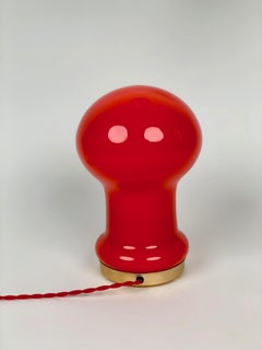 Mid-Century Table Lamp in Red Orange Opaline Glass, Designed by Stepan Tabery